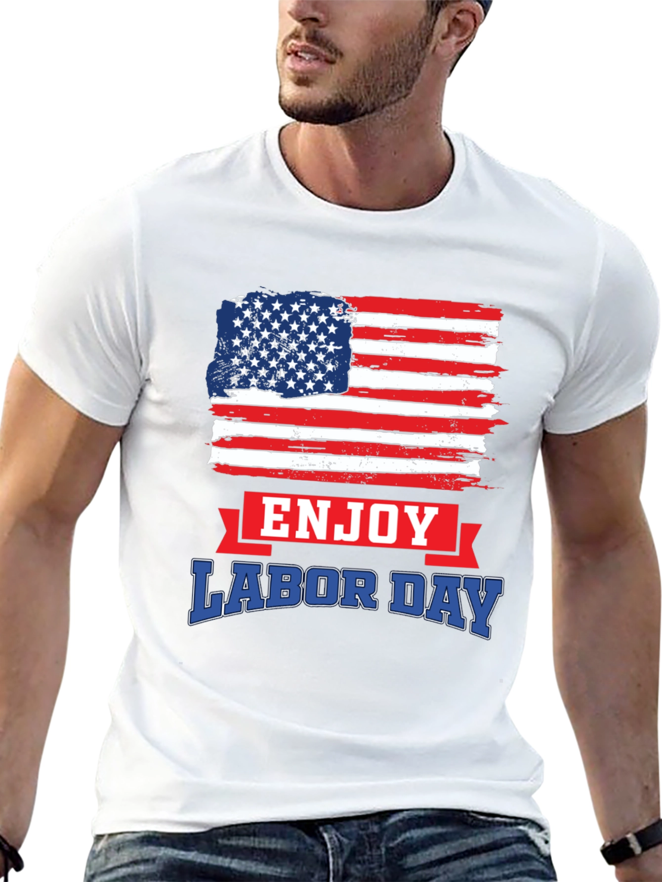 Labor Day American Flag Graphic T-Shirt