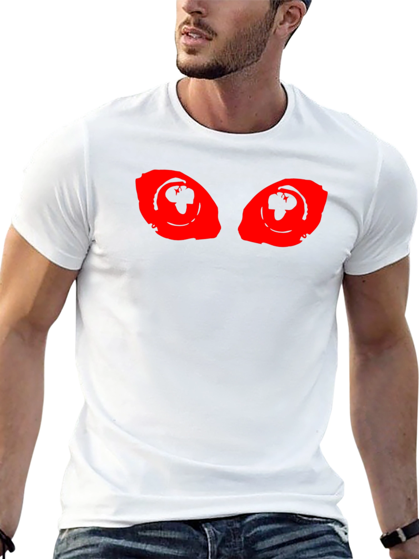 Mens Black T-Shirt with Red Eye Graphic