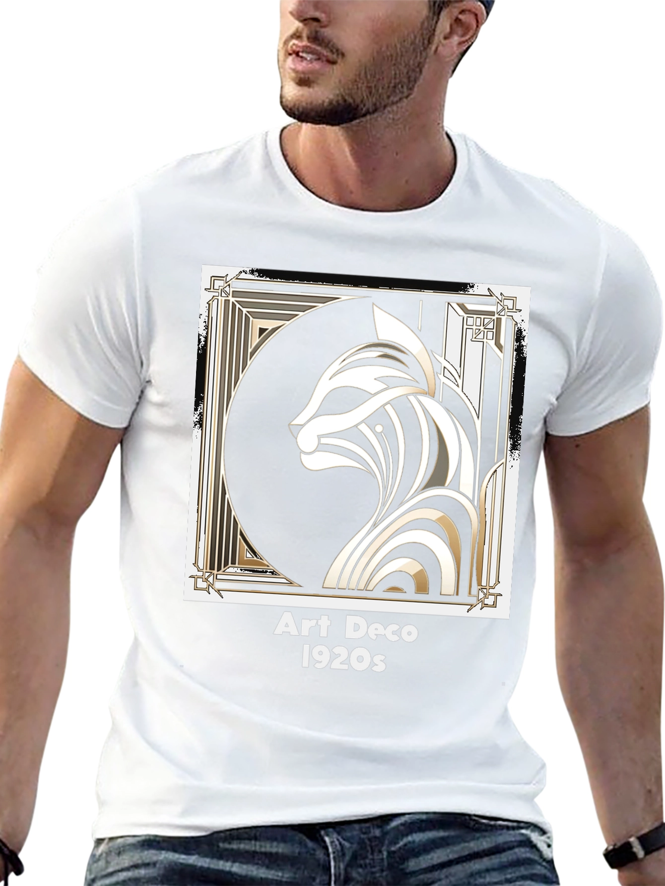 Art Deco 1920s Cat Graphic T-Shirt