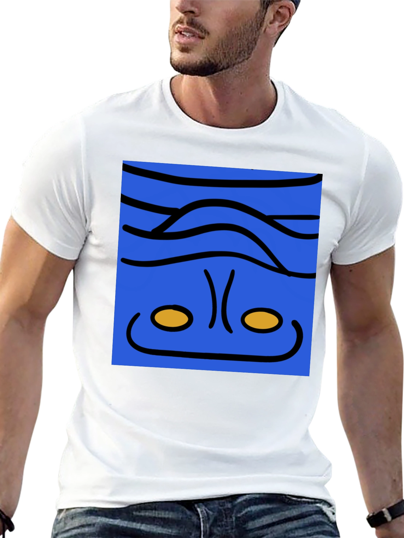 Abstract Face Graphic Tee - Mens Black T-Shirt