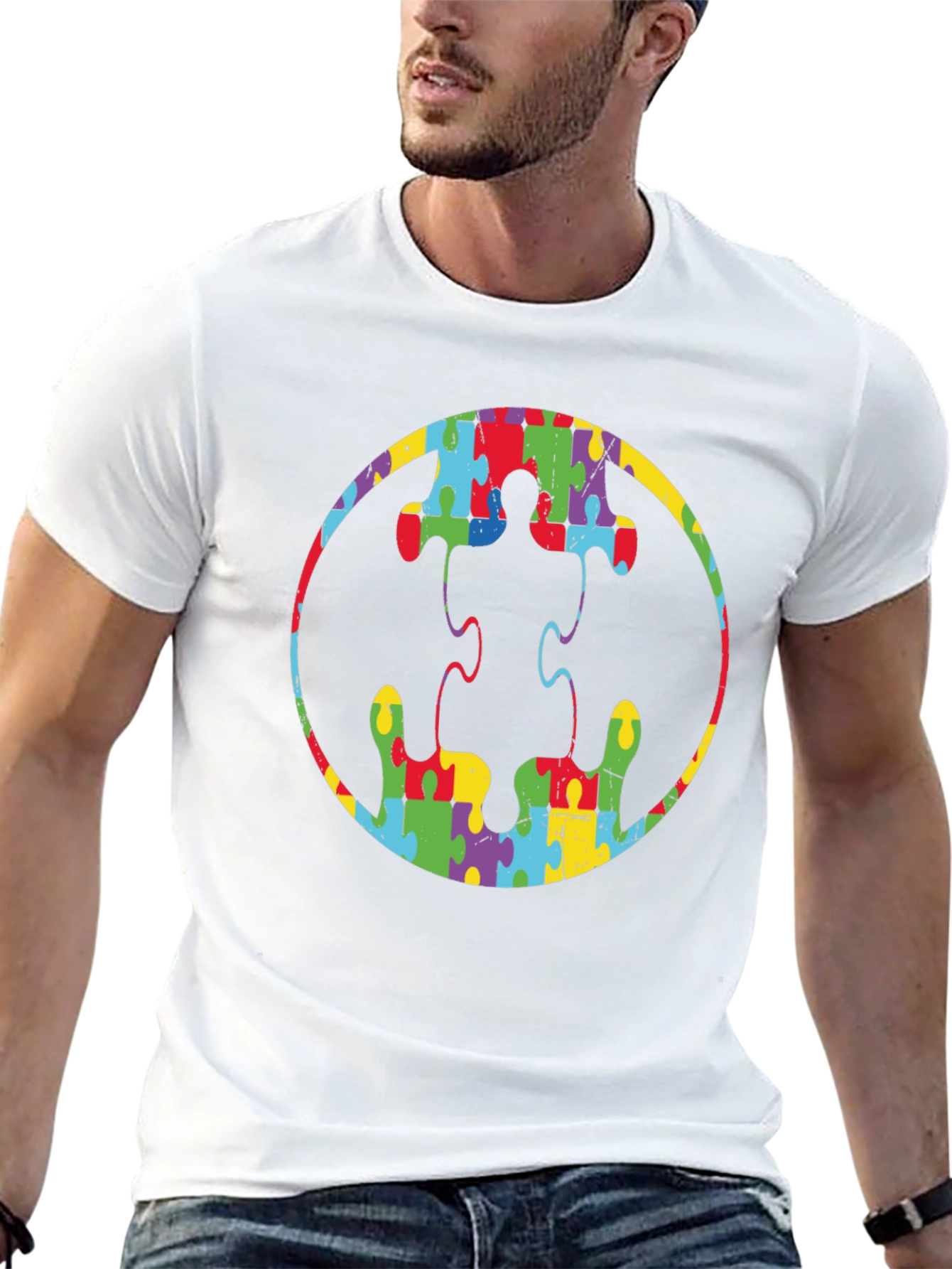 Autism Awareness Puzzle Piece Batman Logo T-Shirt