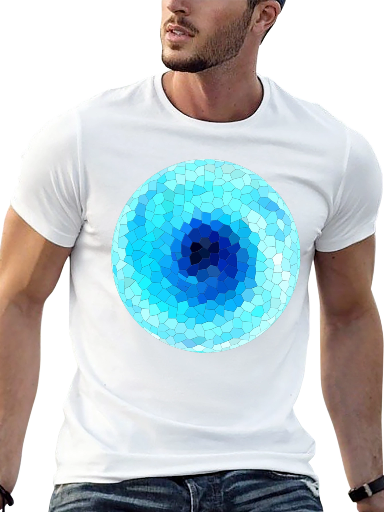Abstract Geometric Blue Eye T-Shirt