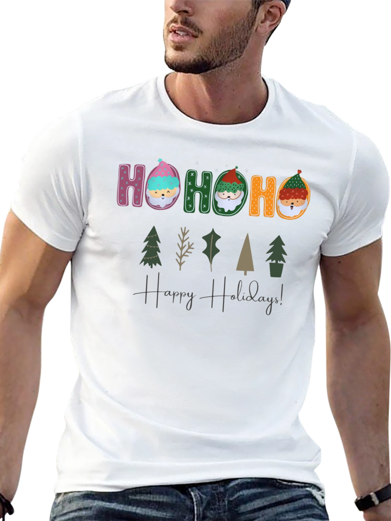 Festive Holiday T-Shirt with Ho Ho Ho Design