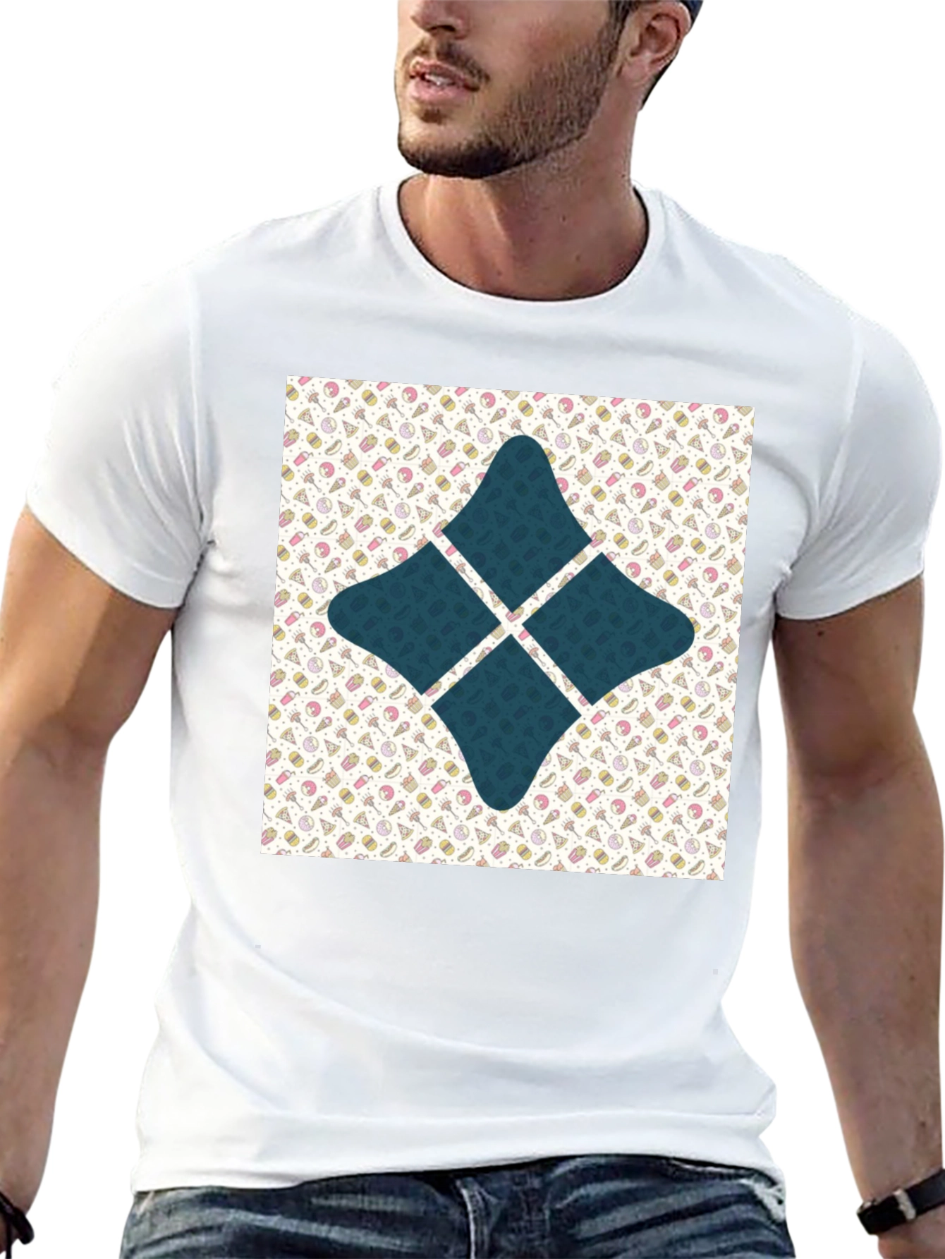 Patterned Starburst Graphic Tee - Black