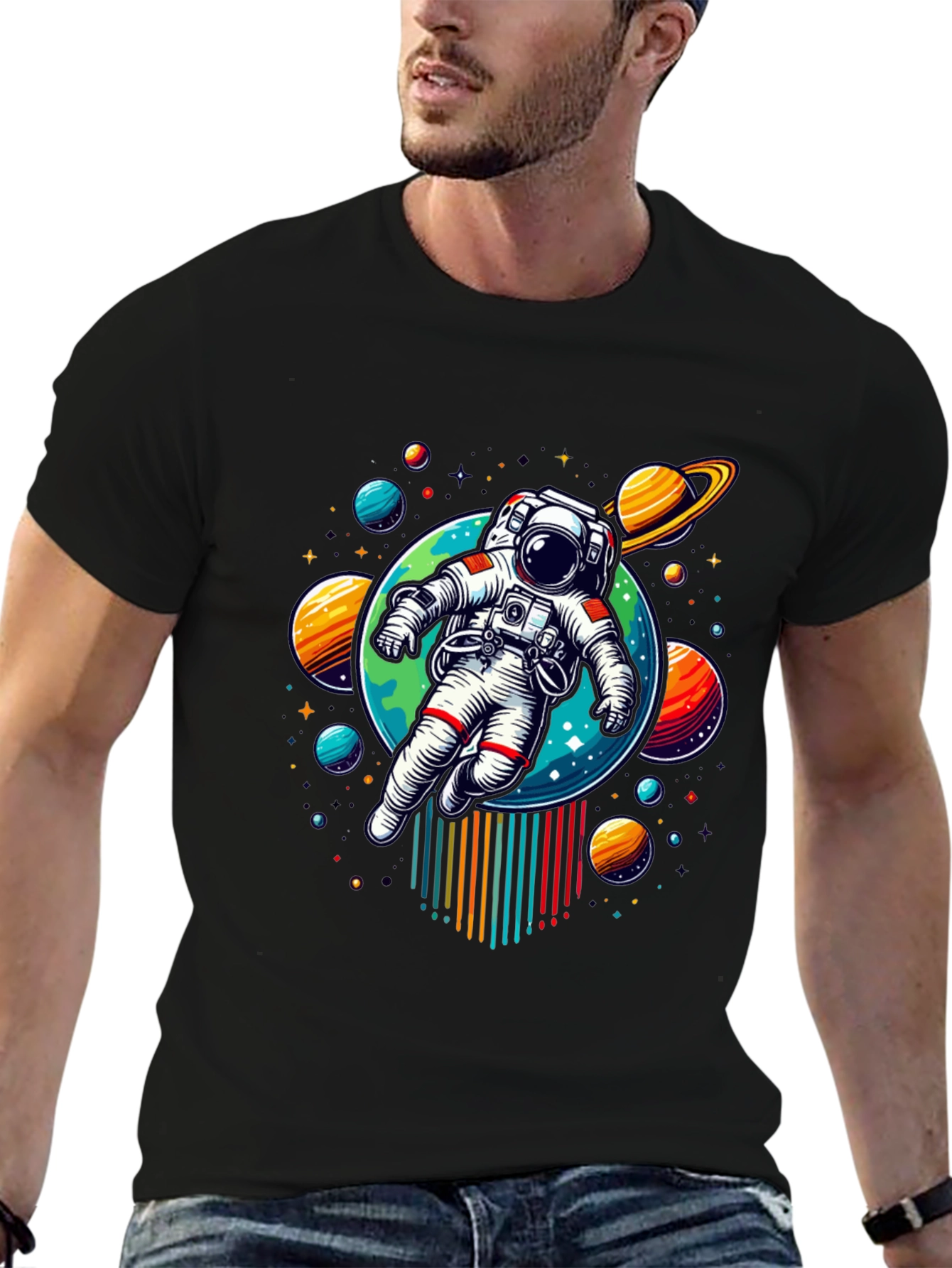 Astronaut Galaxy Graphic Print T-Shirt