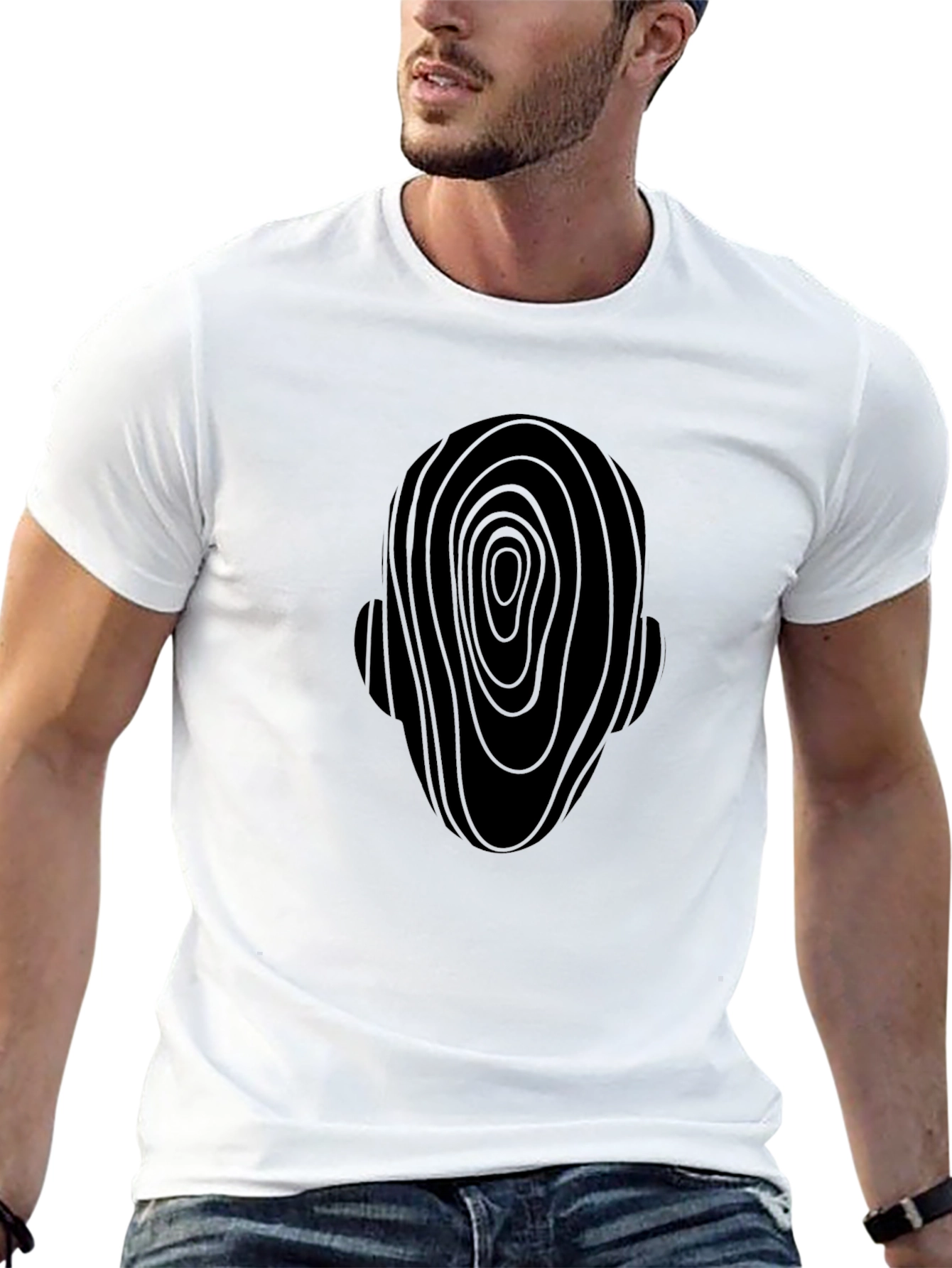 Abstract Head Graphic Tee - Modern Black T-Shirt