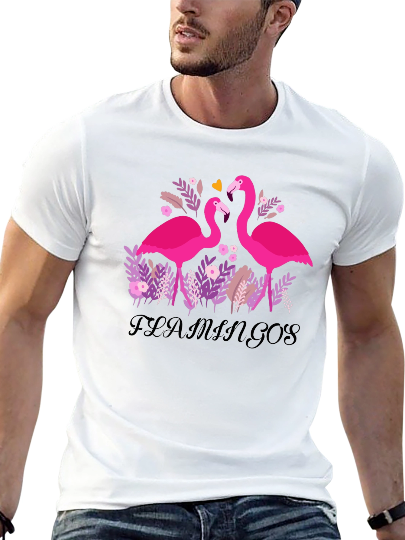 Flamingo Graphic Tee - Stylish Black T-Shirt