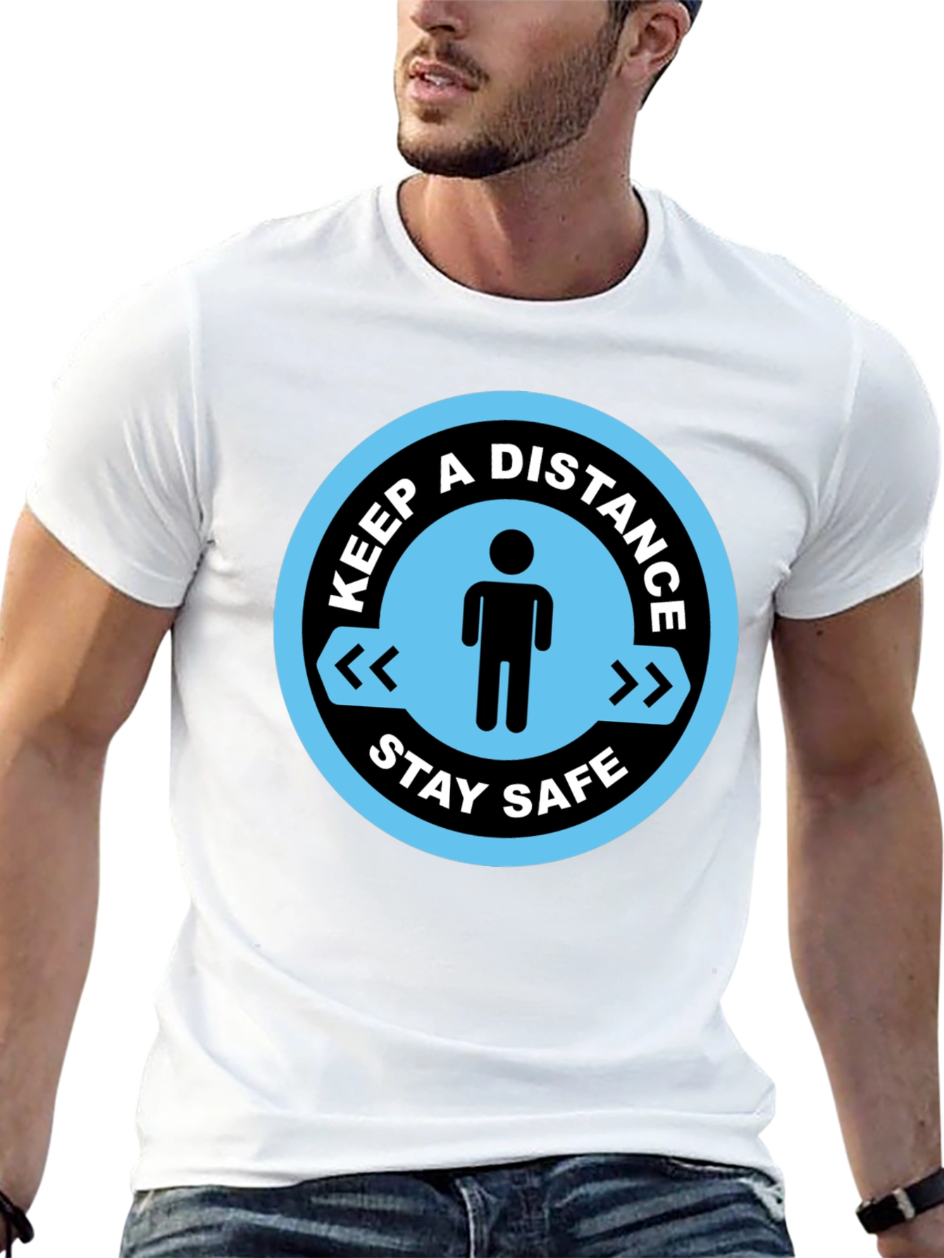 Keep a Distance Stay Safe Black T-Shirt