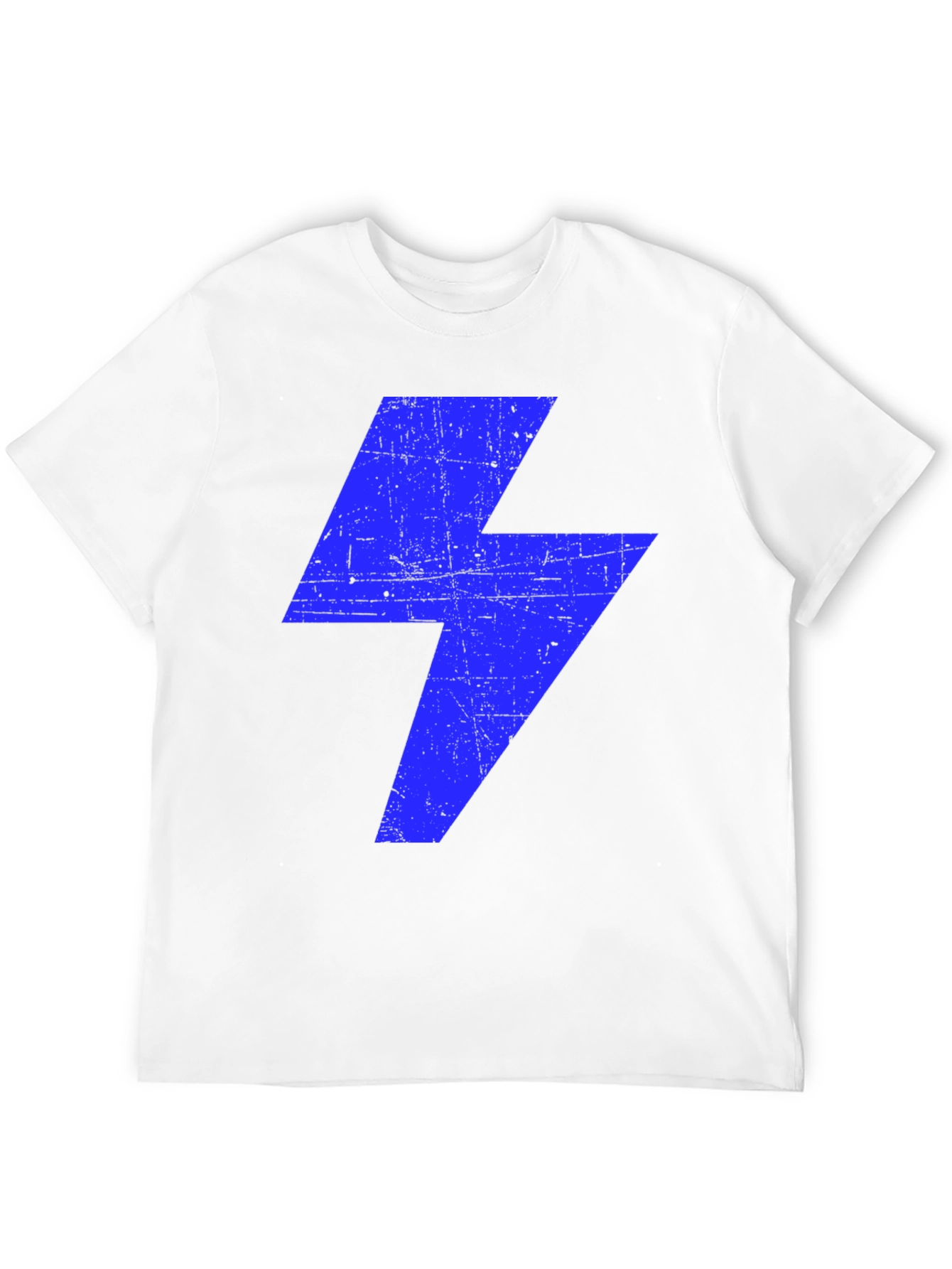 Electric Blue Bolt Graphic Tee - Black Cotton T-Shirt