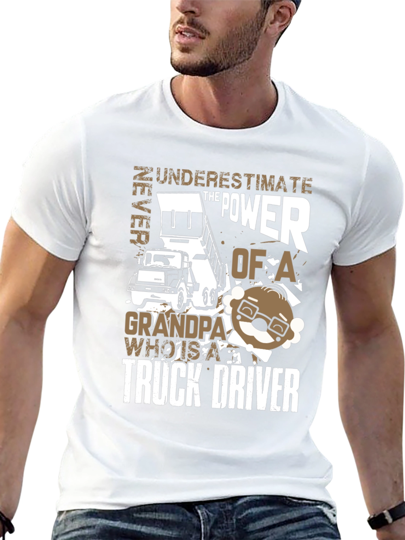 Grandpa Truck Driver T-Shirt - Never Underestimate the Power!