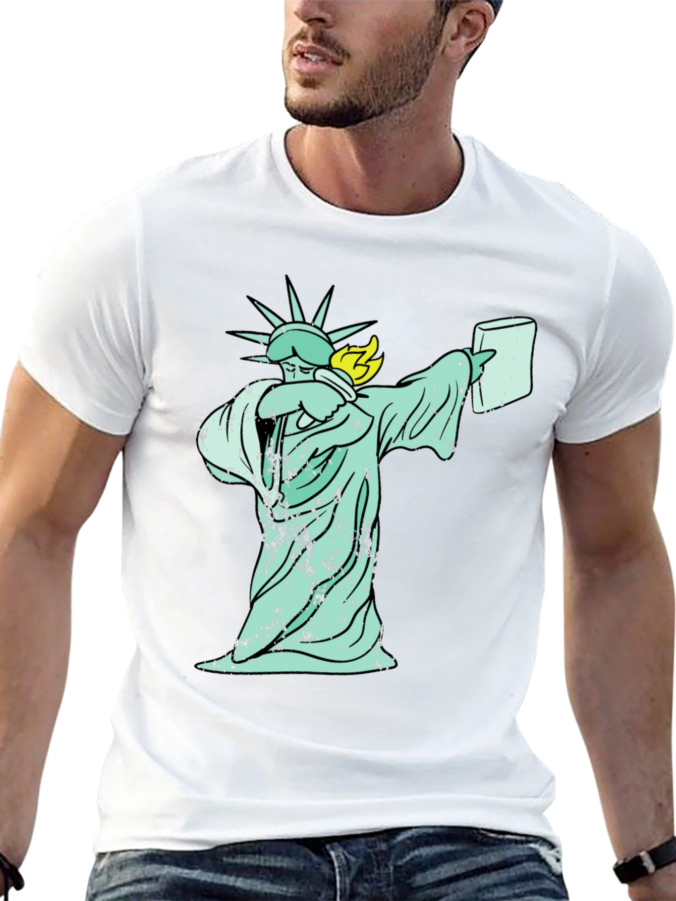 Dabbing Liberty Graphic Tee - Black Cotton T-Shirt