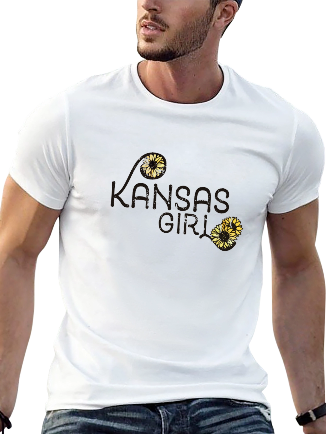 Kansas Love Sunflower T-Shirt - Soft Black Cotton Tee