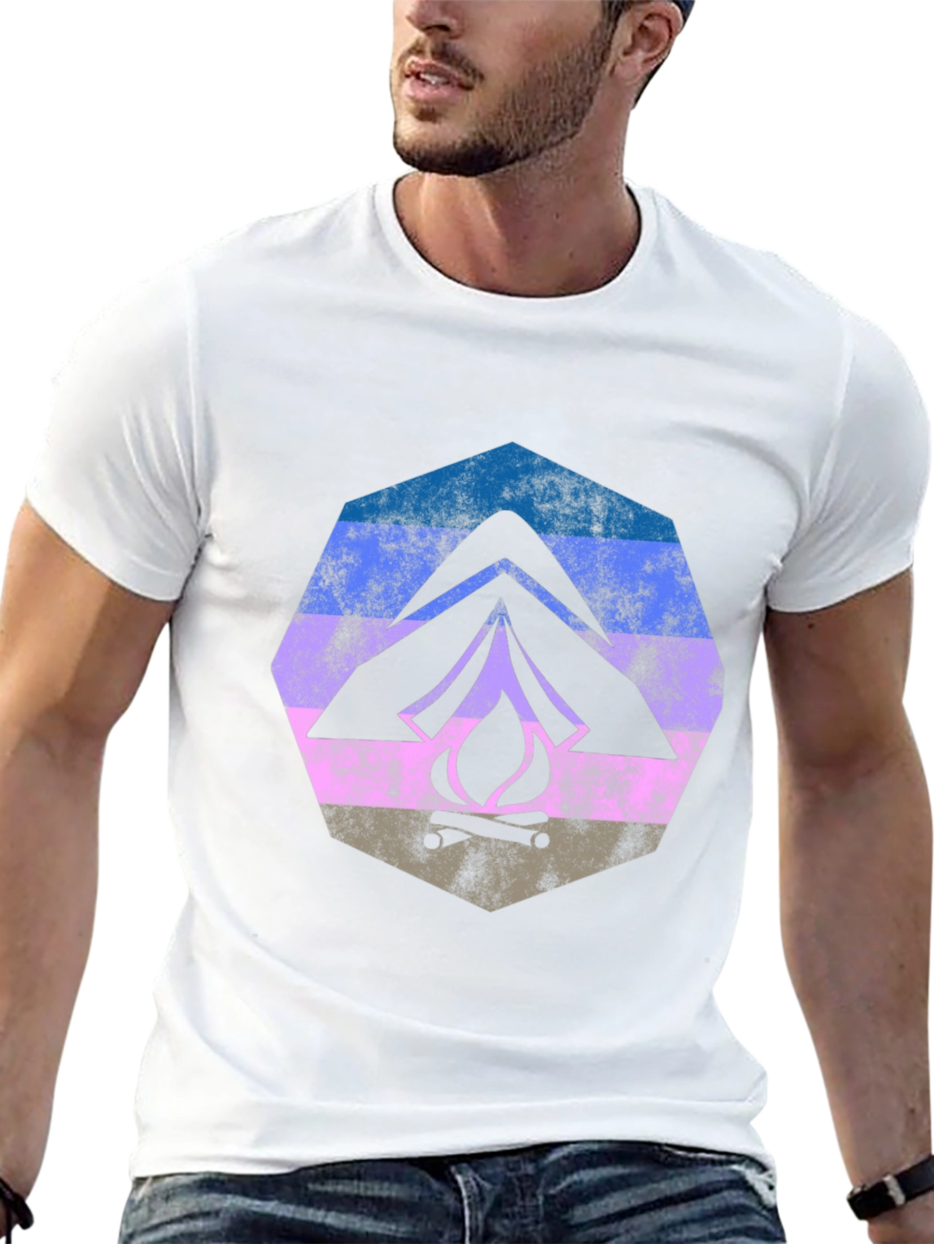 Retro Camping Tent & Campfire Graphic Tee