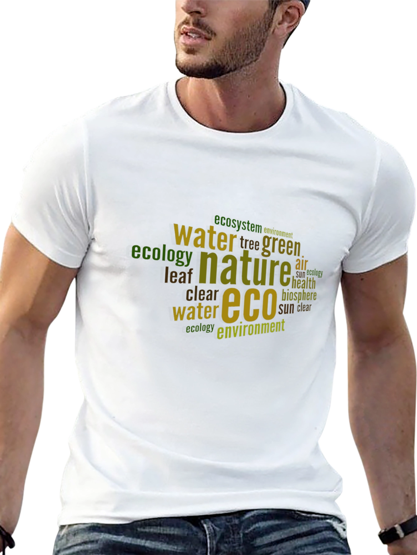 Eco Nature Word Art Black T-Shirt