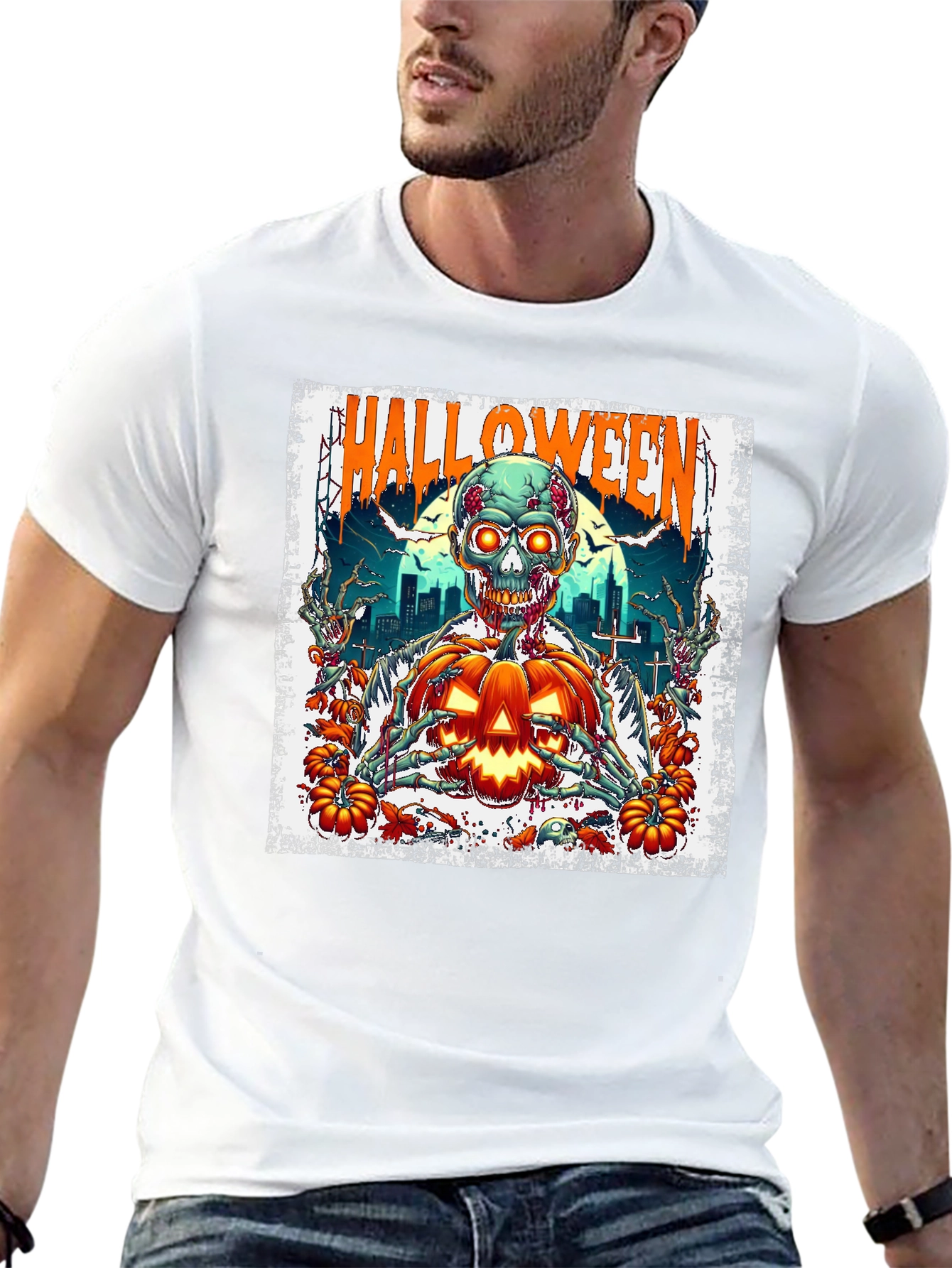Halloween Zombie Pumpkin Graphic Tee