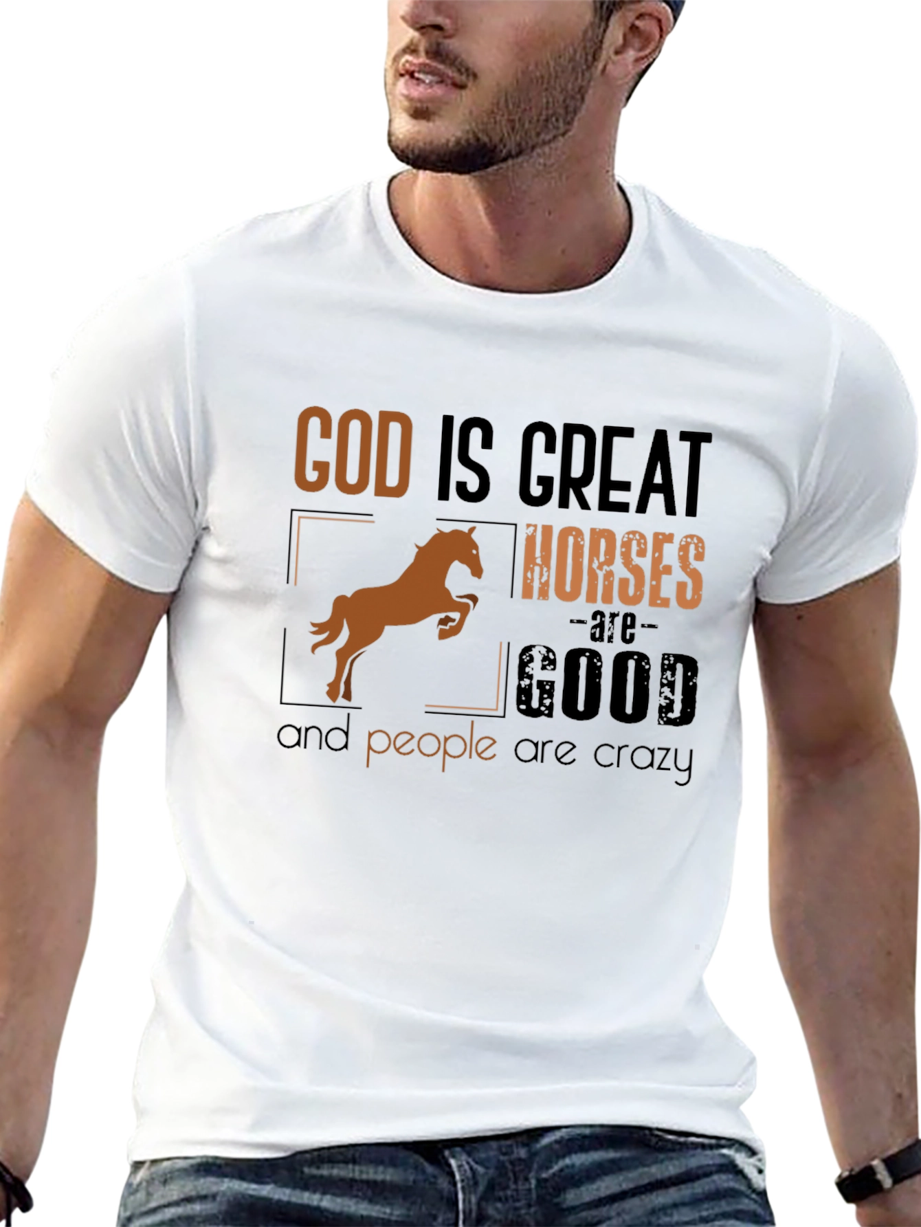 God Is Great Horses Are Good Funny T-Shirt