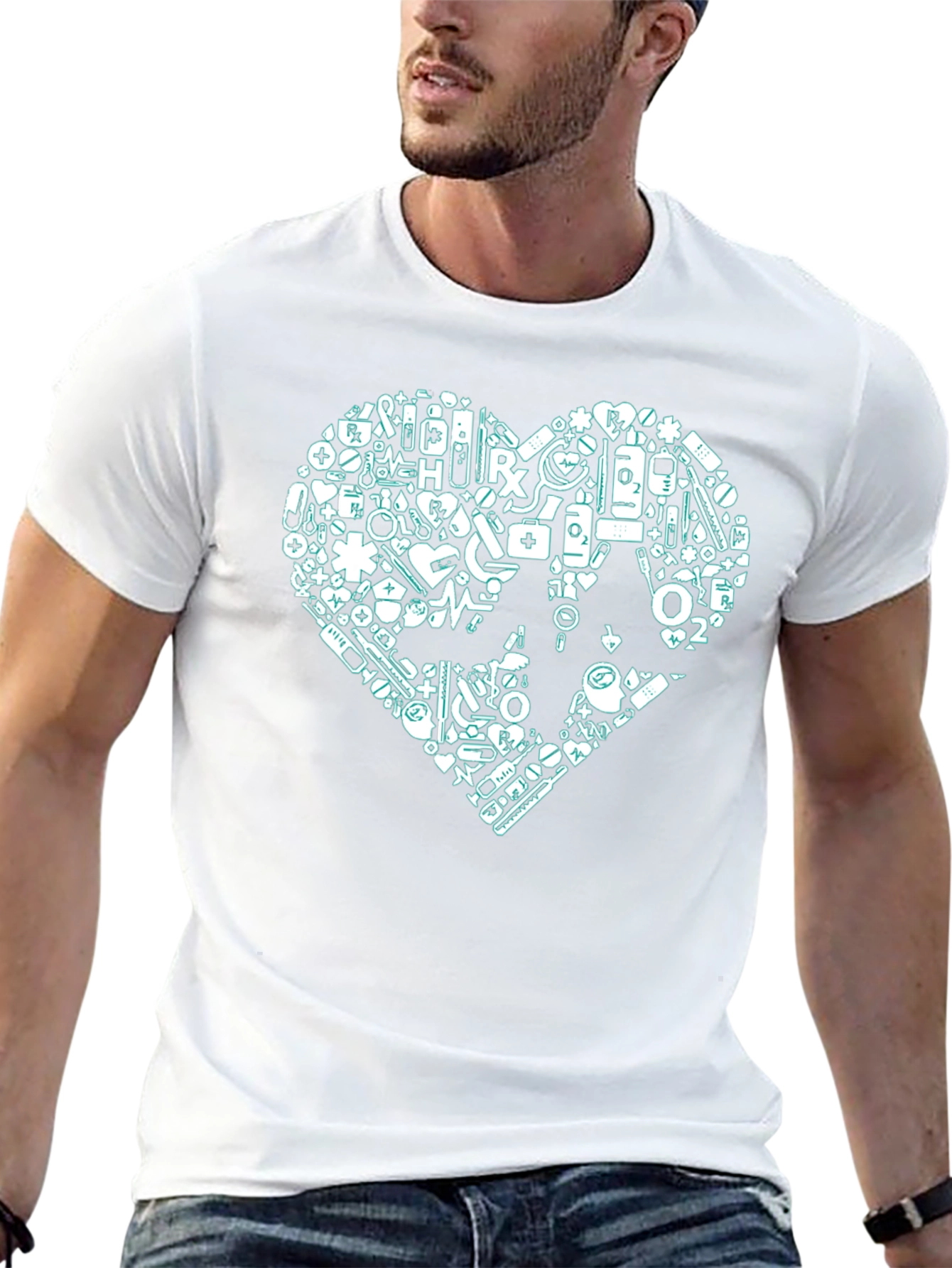 Medical Heartbeat Graphic Black T-Shirt