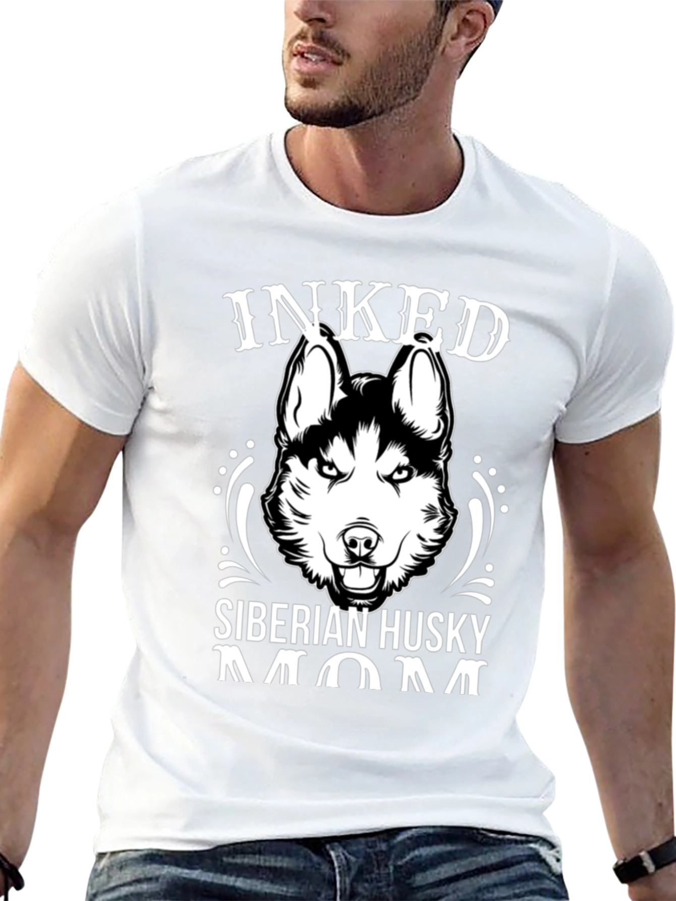 Inked Siberian Husky Mom Graphic T-Shirt