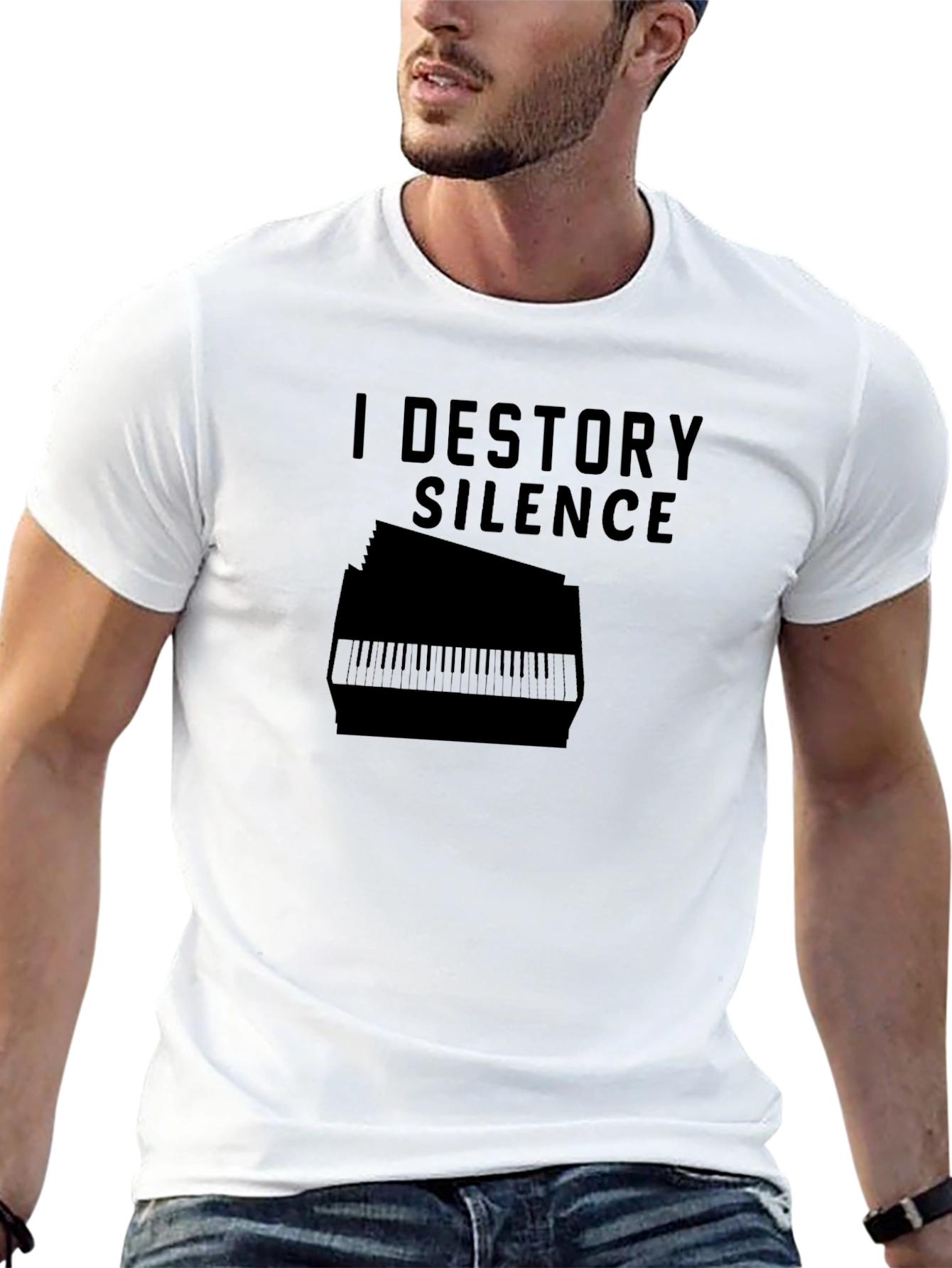 I Destroy Silence T-Shirt - Musician Piano Player Tee