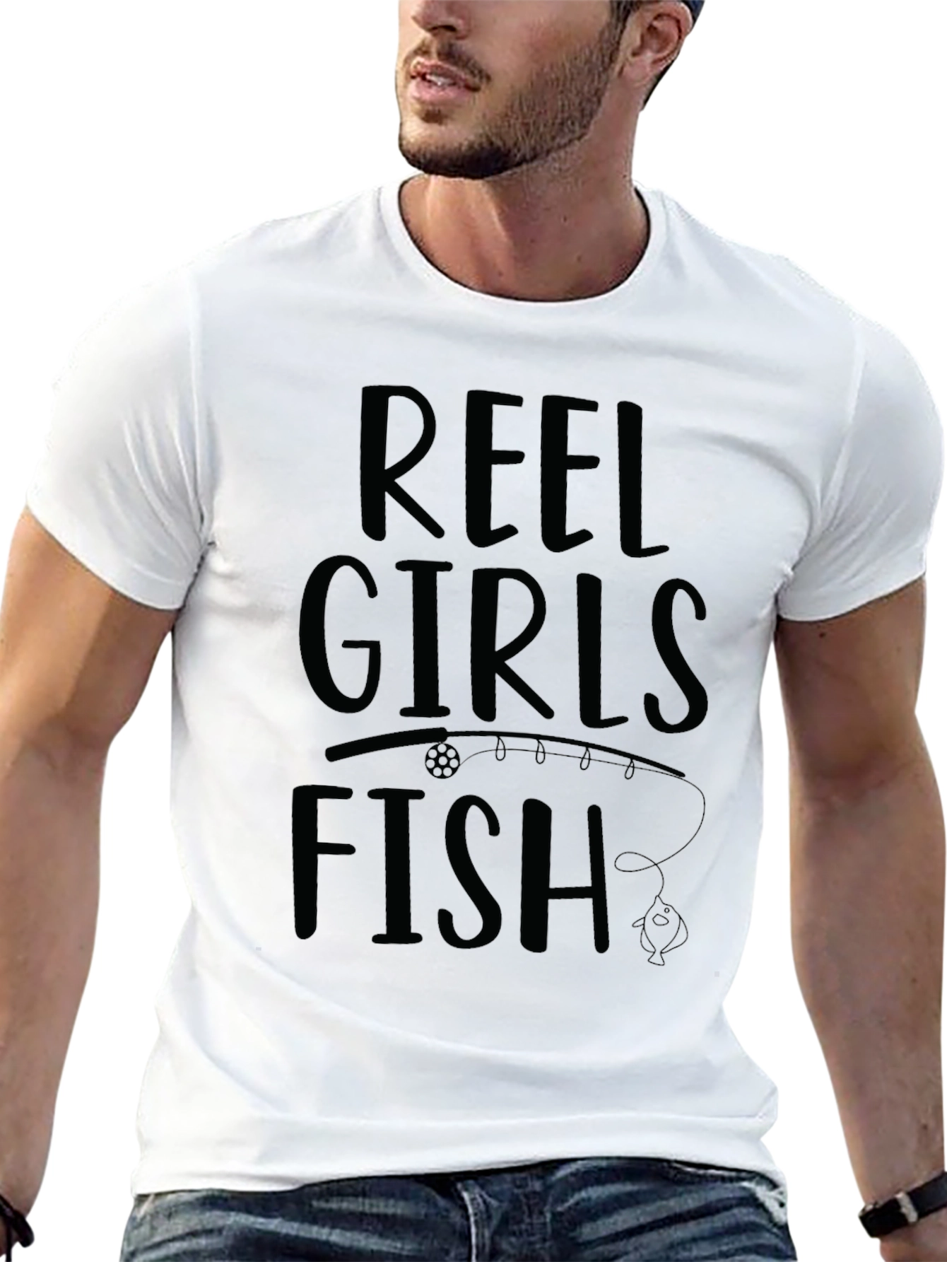 Reel Girls Fish Black Graphic Tee