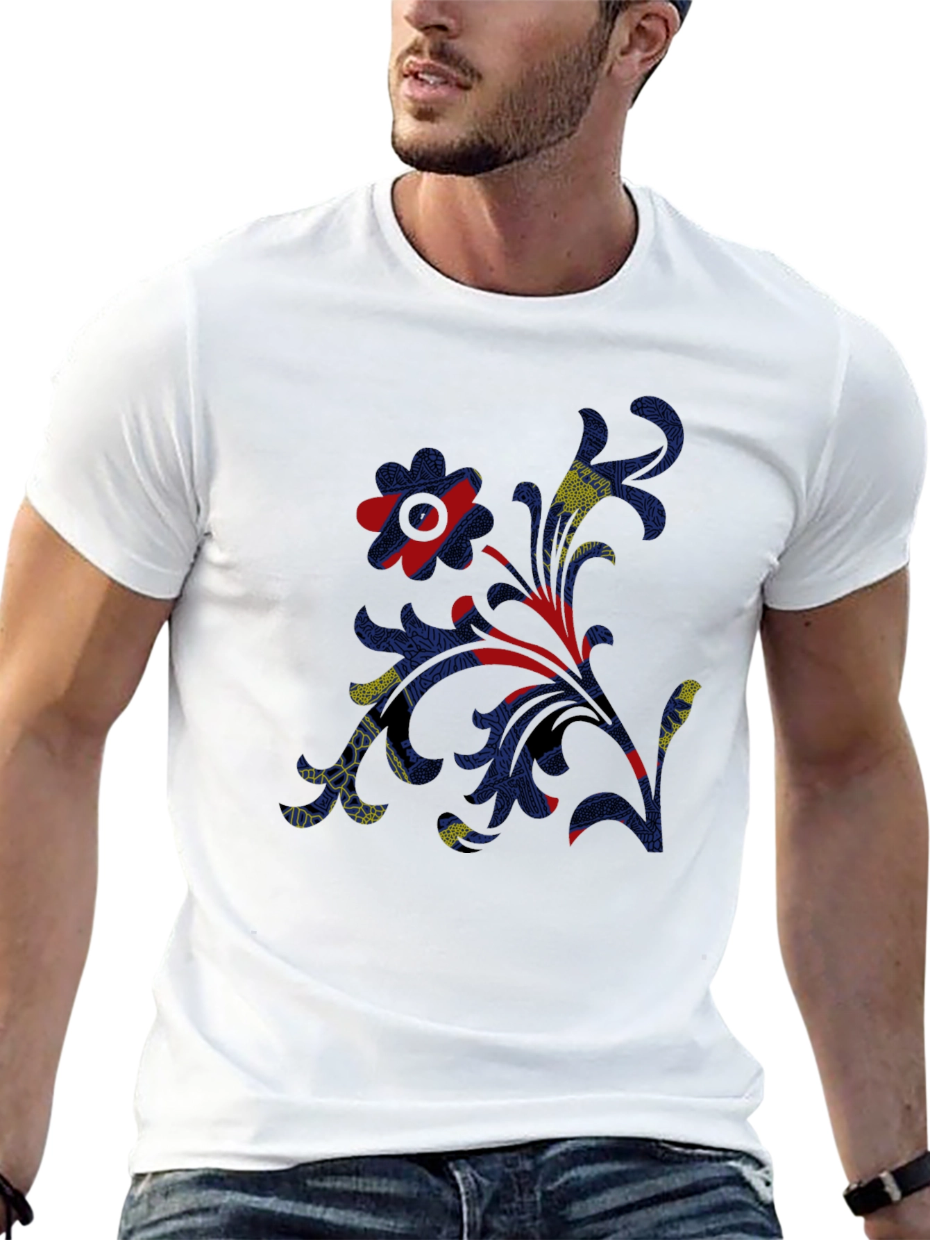 Abstract Print Mens Black T-Shirt