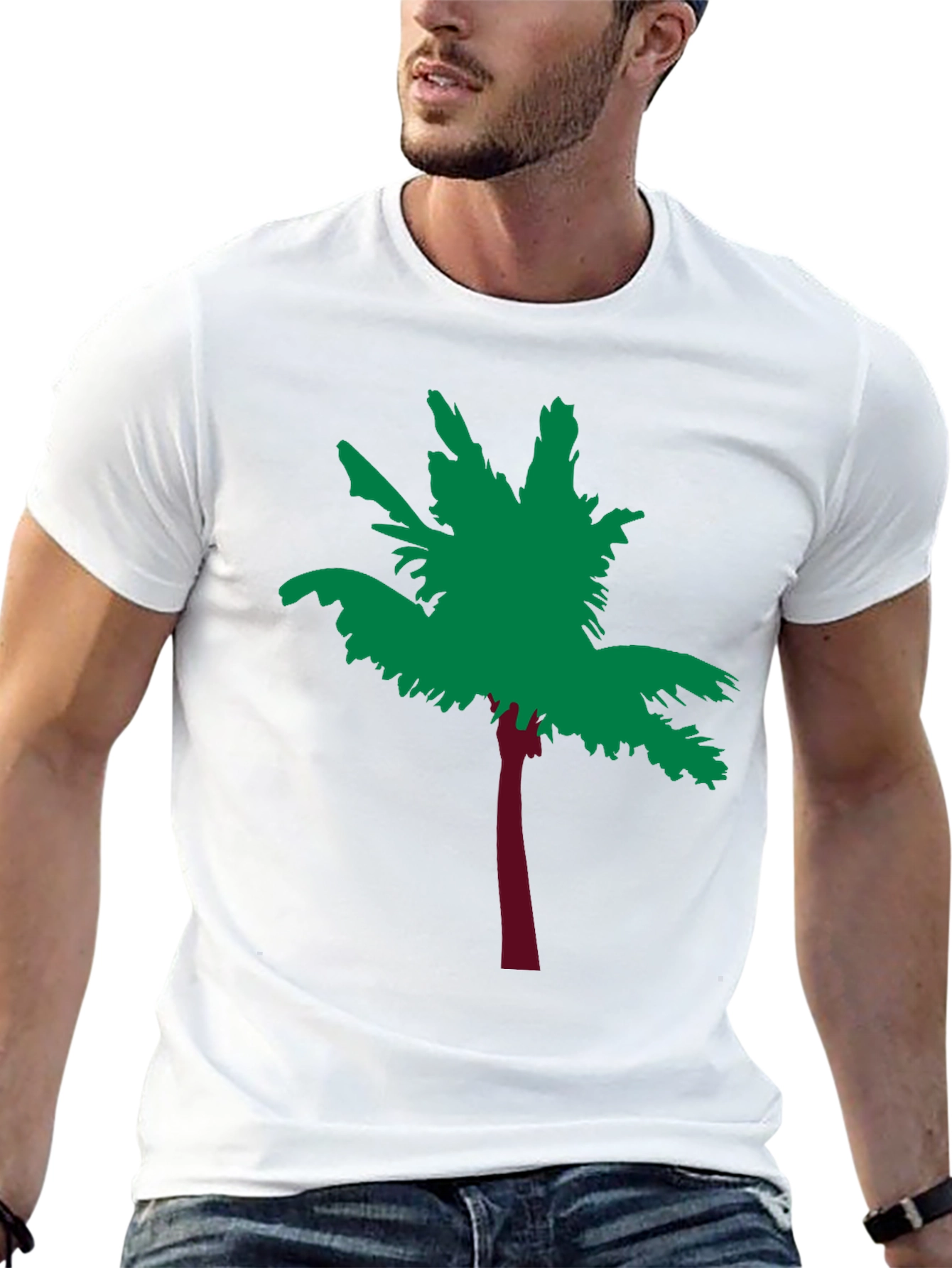 Tropical Palm Tree Graphic Tee - Soft Black Cotton
