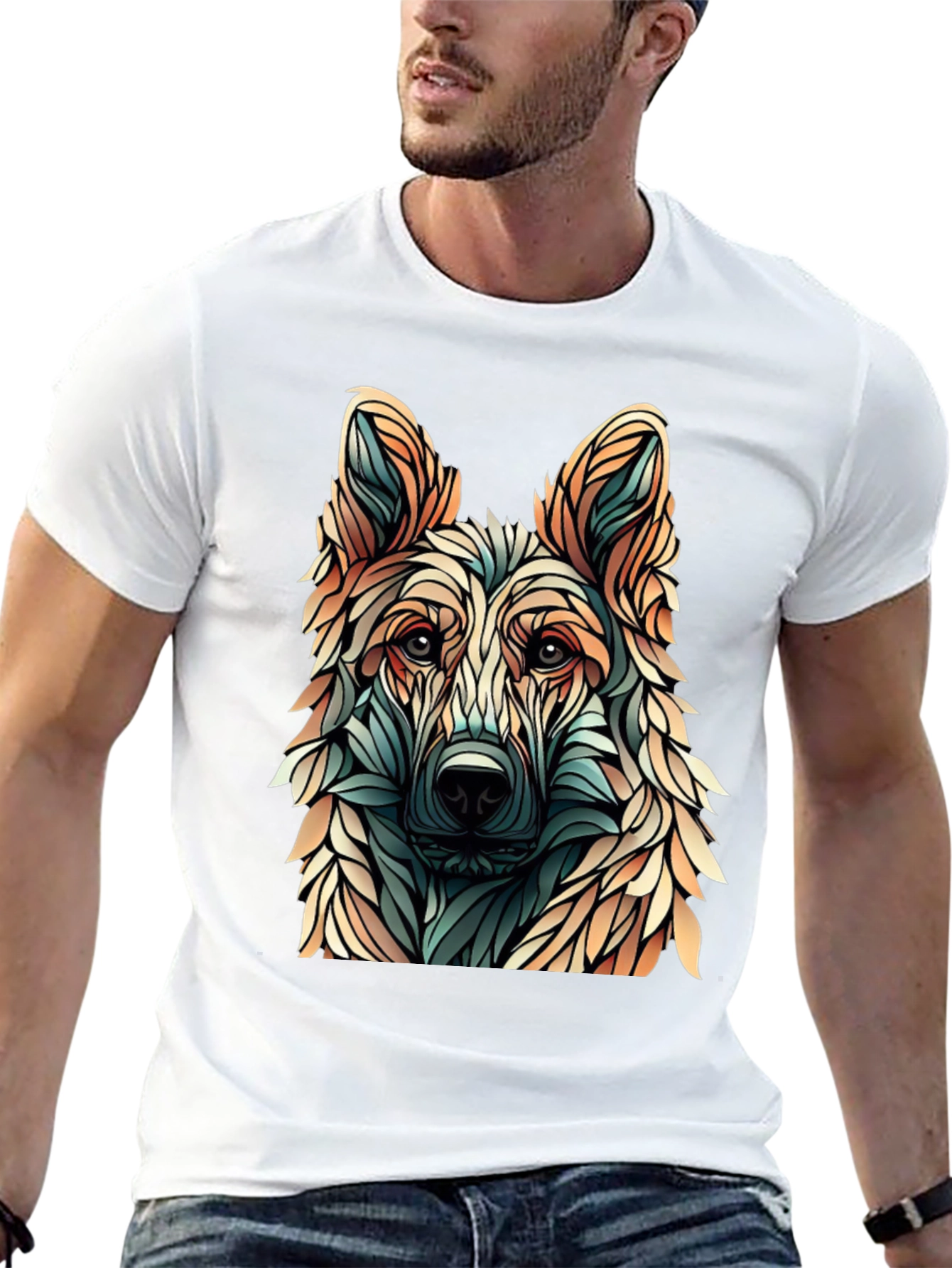 Abstract Dog Graphic T-Shirt - Stylish Canine Design