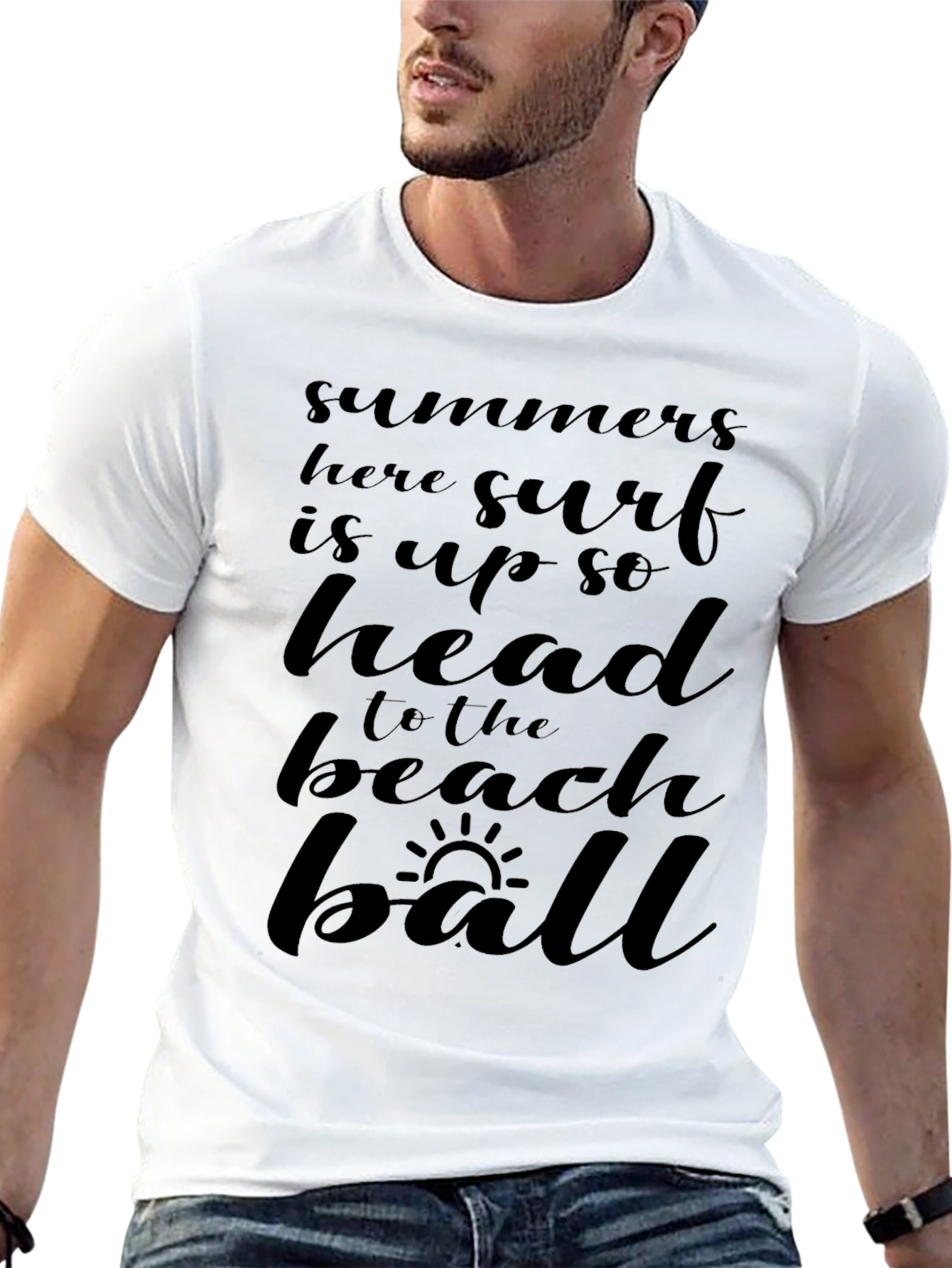 Summer Surf Beach Ball Black Graphic Tee
