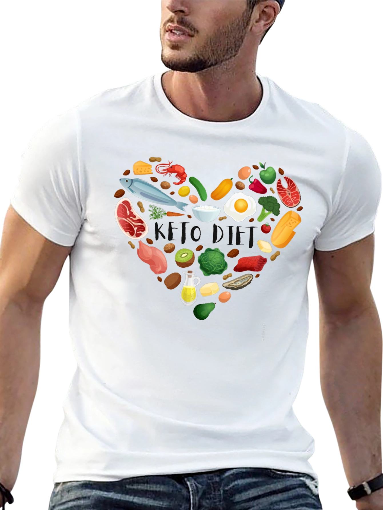 Healthy Food Heart Graphic Tee - Black