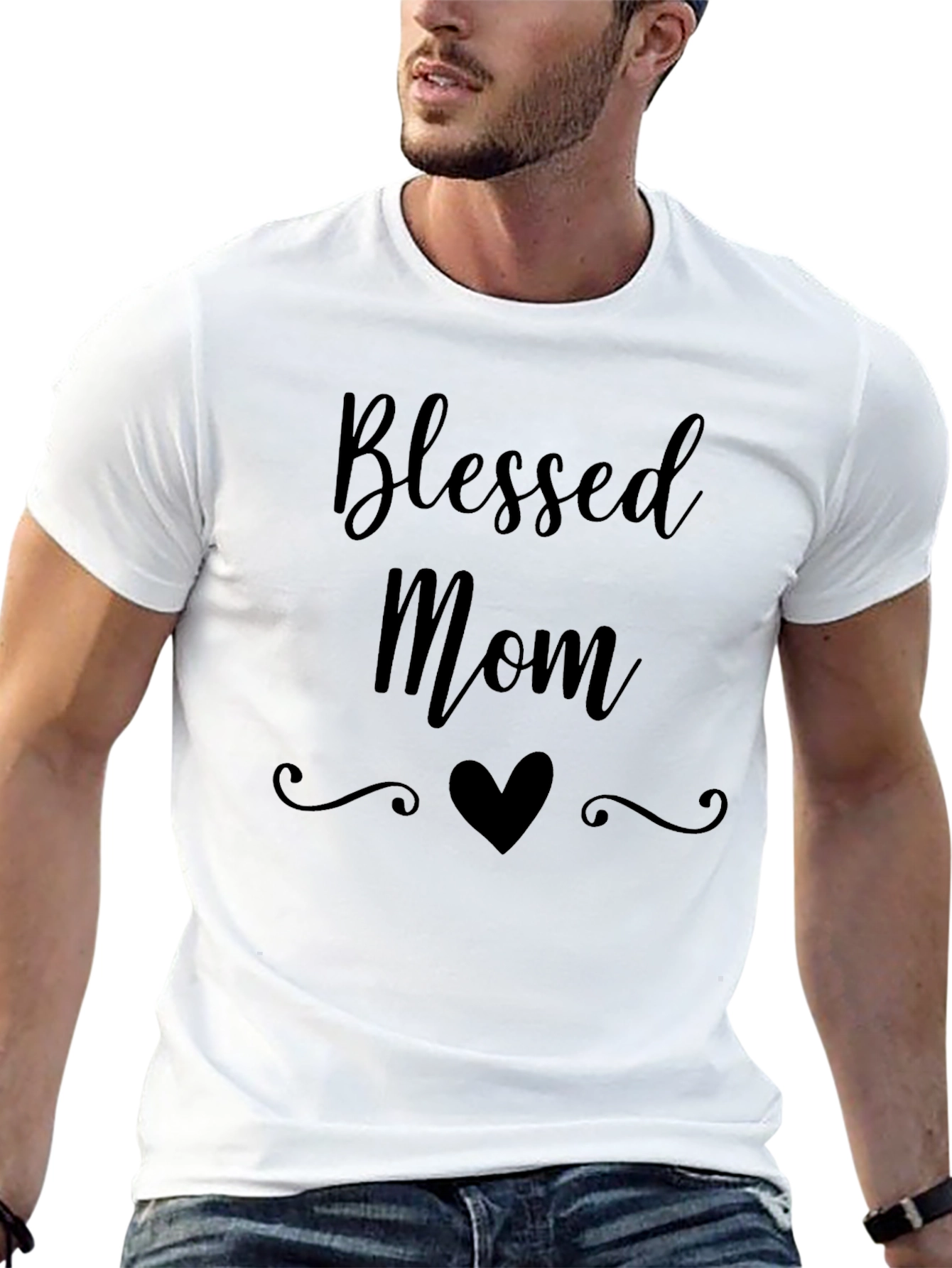 Blessed Mom Graphic Tee - Black Cotton T-Shirt
