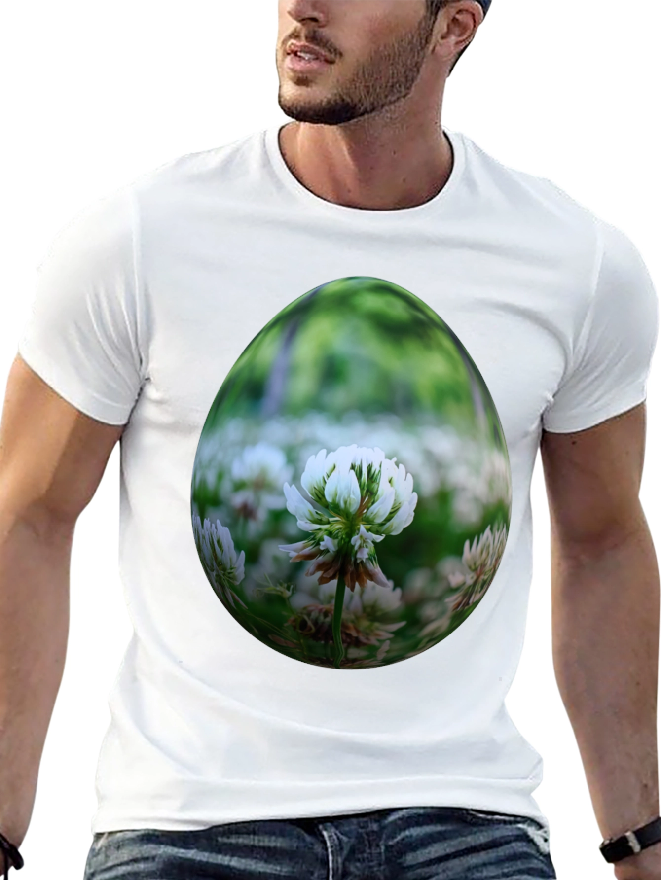 Clover Field Egg Graphic Black T-Shirt