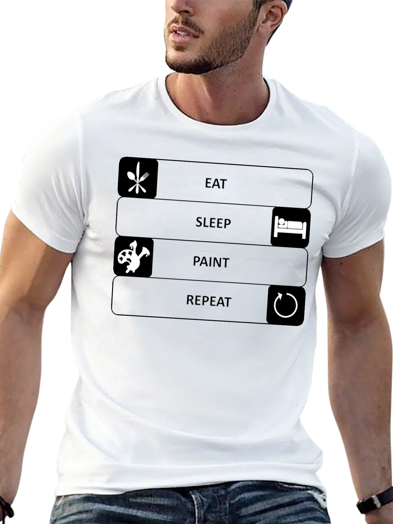 Eat Sleep Paint Repeat Black T-Shirt