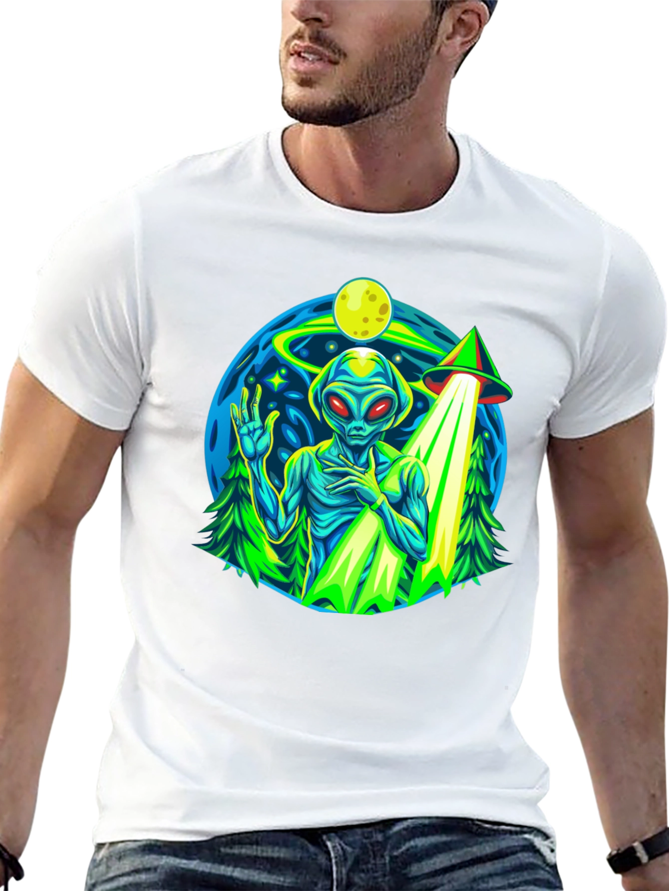 Alien UFO Abduction Graphic T-Shirt