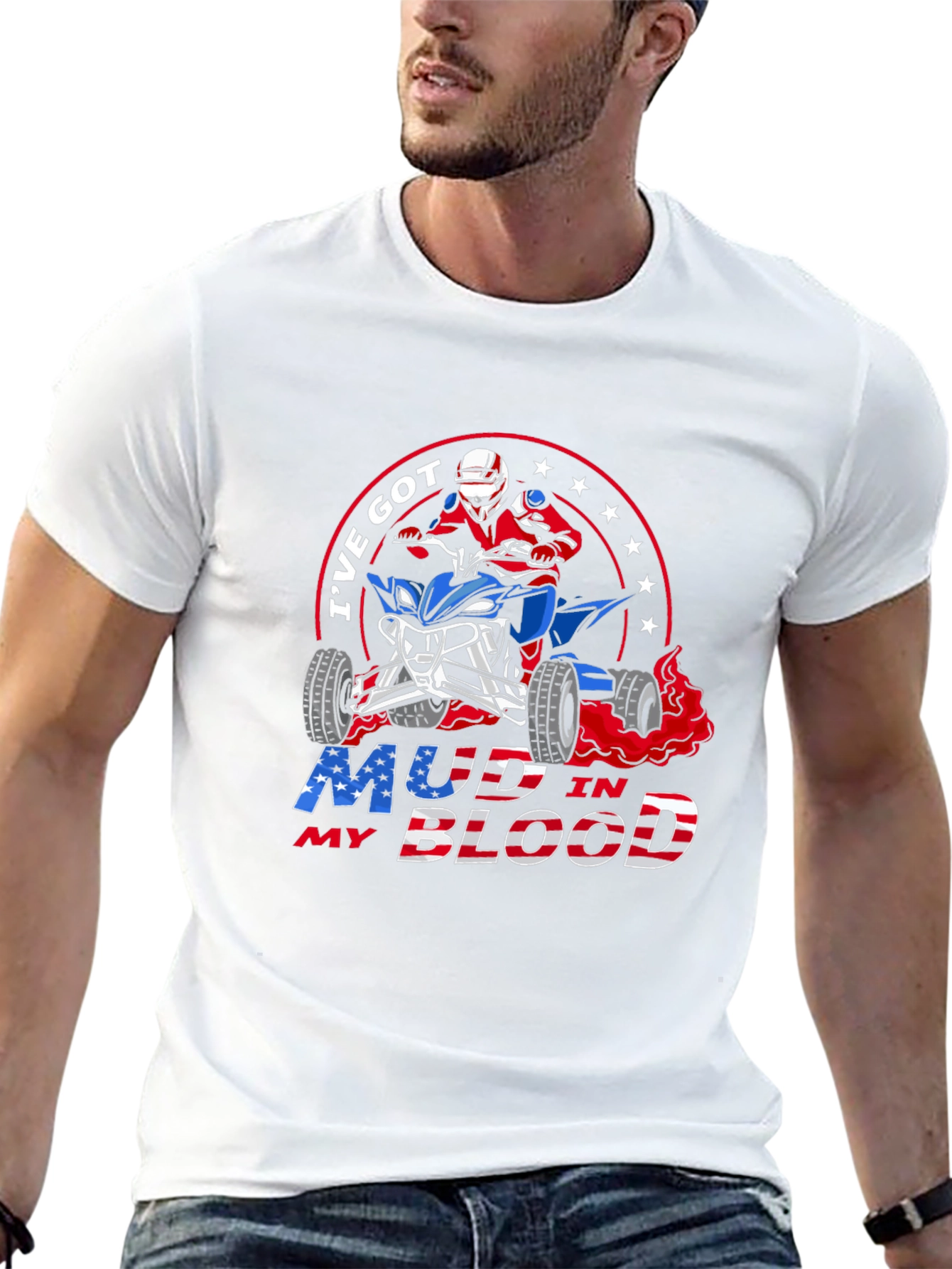 Mud in My Blood ATV Patriotic T-Shirt