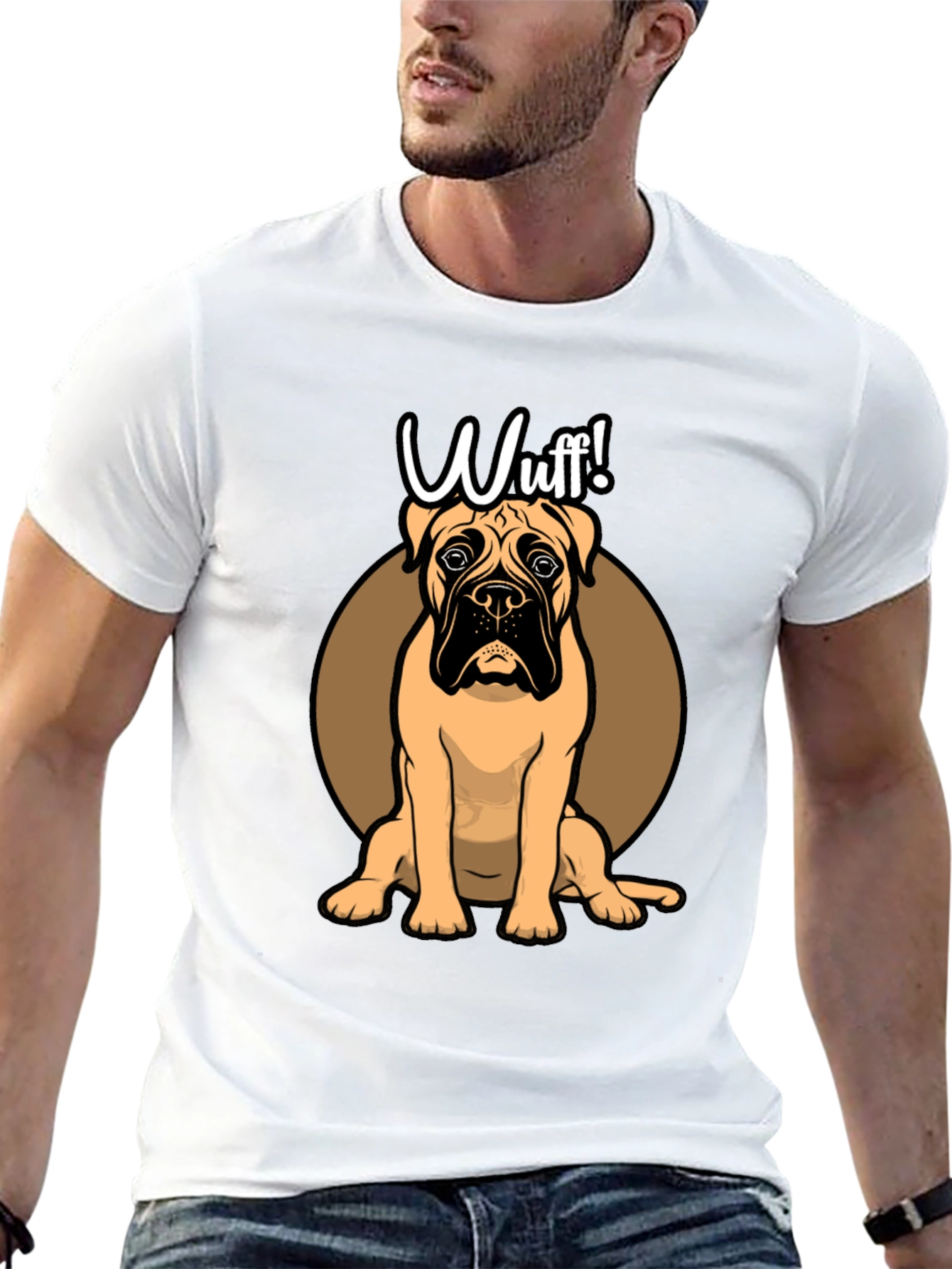 Cute Bulldog Wuff! Graphic Print T-Shirt