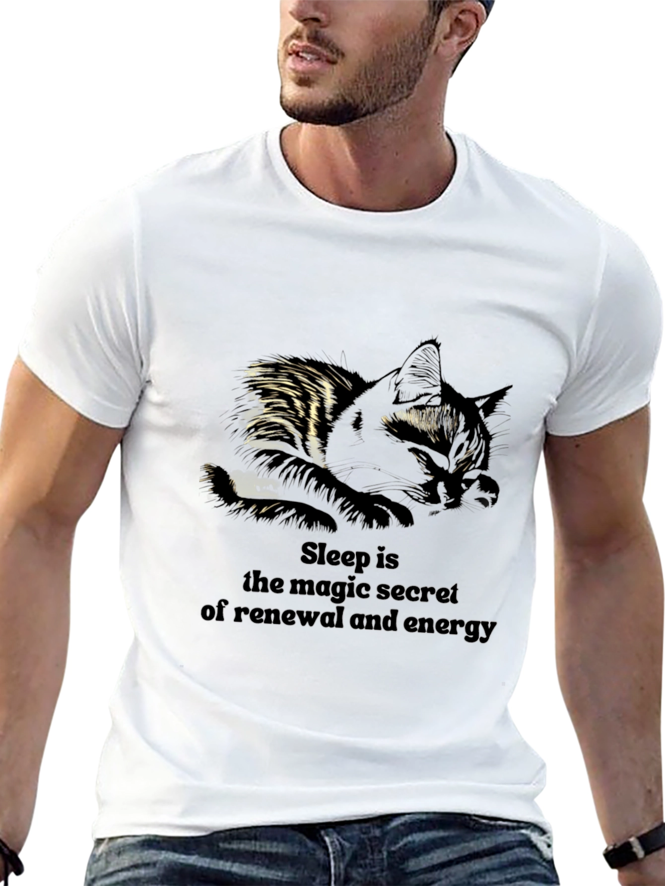 Sleepy Cat T-Shirt - Magic of Renewal & Energy