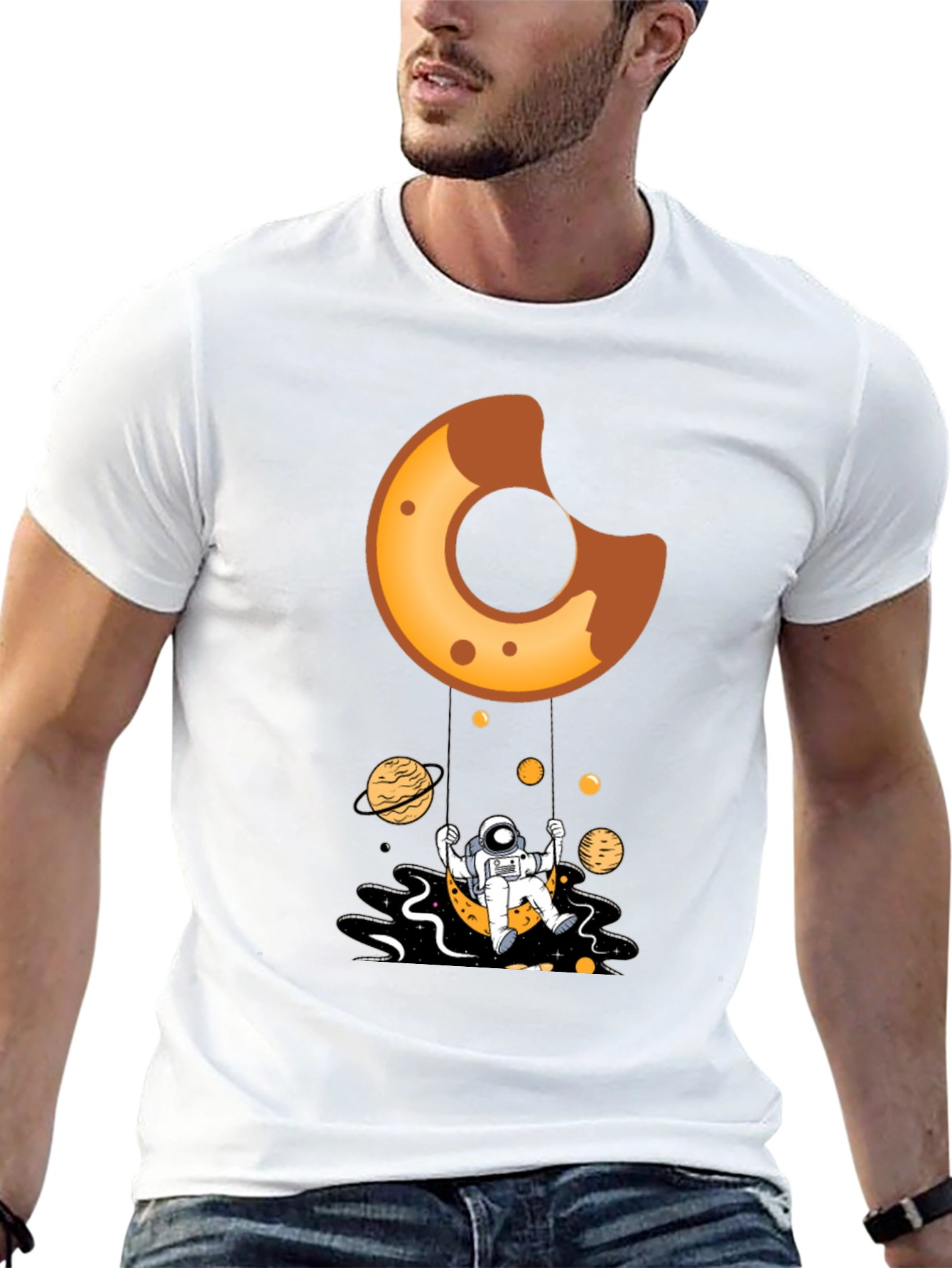 Astronaut Donut Swing Black T-Shirt