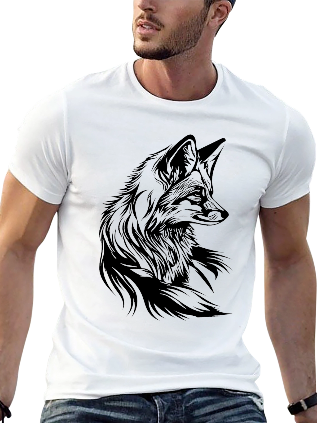 Black Fox Graphic Tee - Stylish Mens T-Shirt