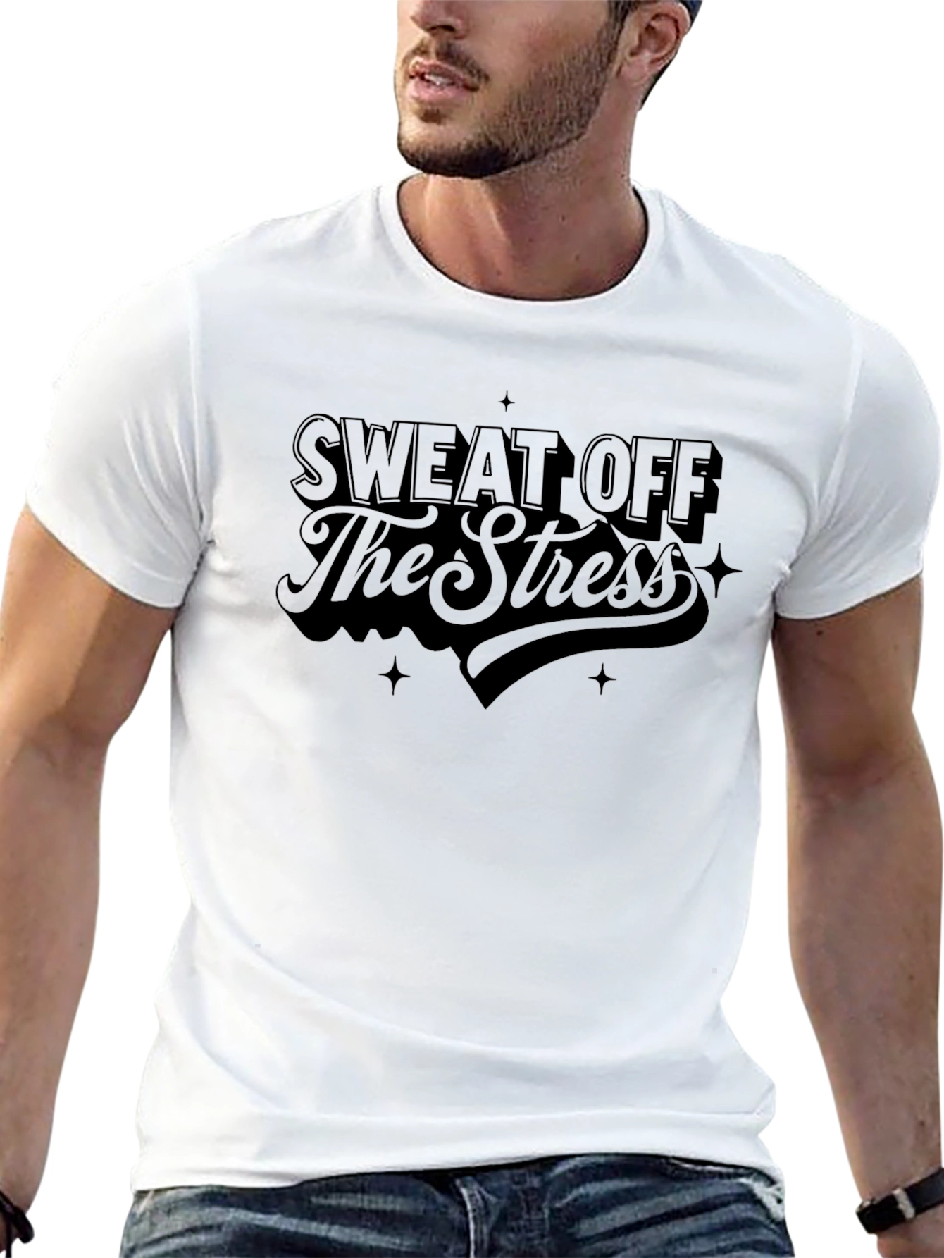 Sweat Off The Stress Black Graphic Tee