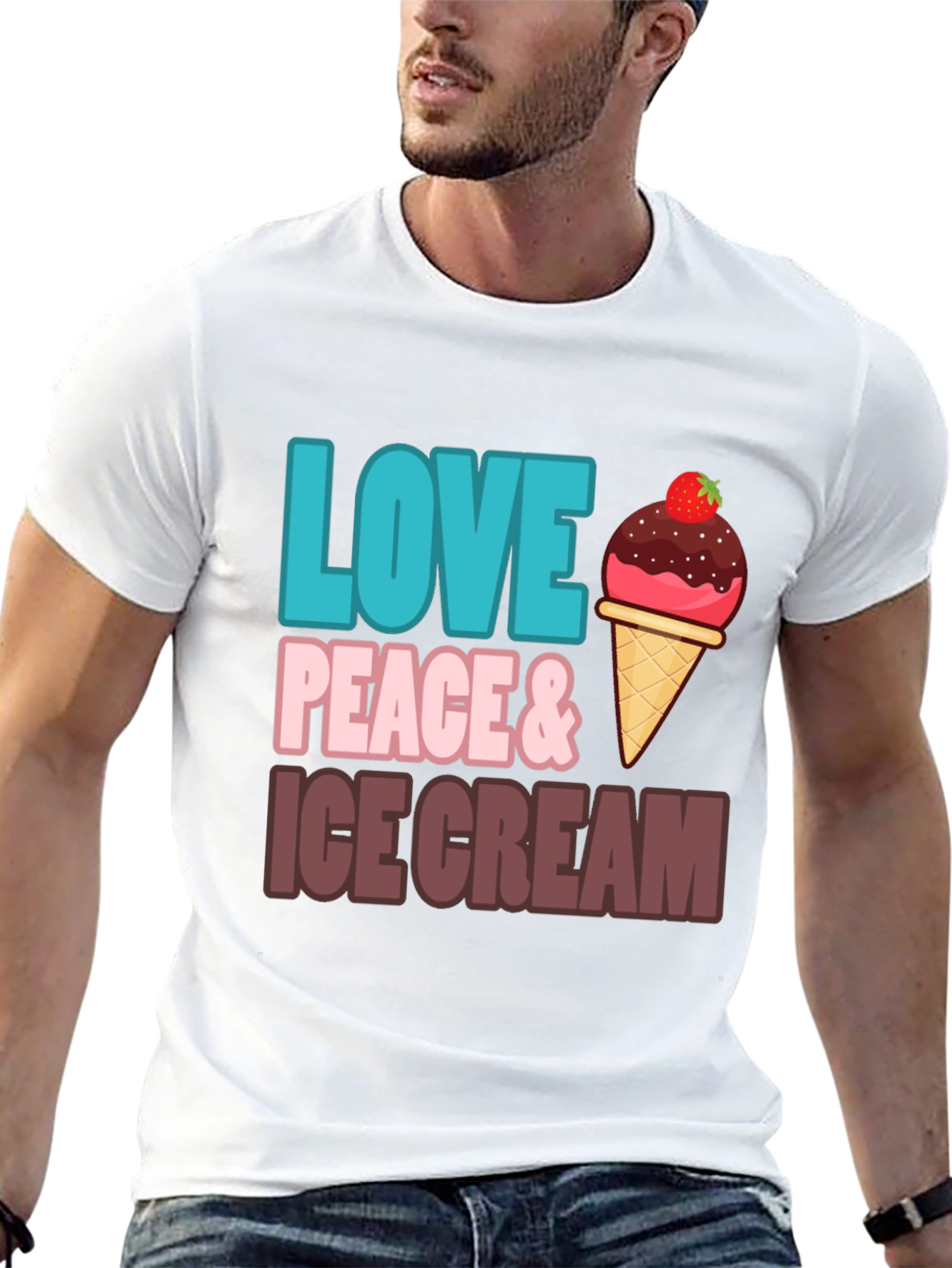 Love Peace & Ice Cream Graphic T-Shirt