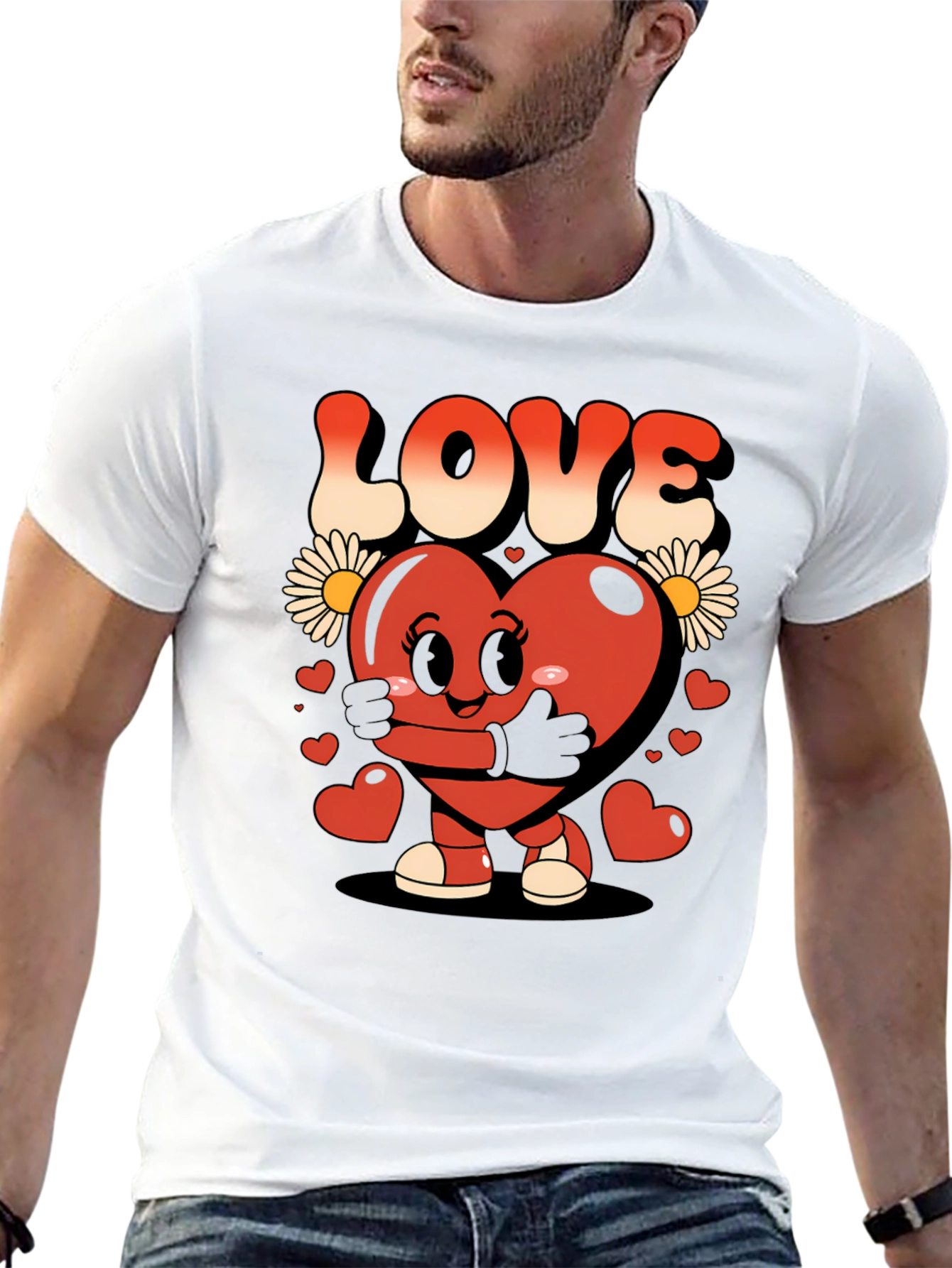 Cute Heart Character Graphic T-Shirt