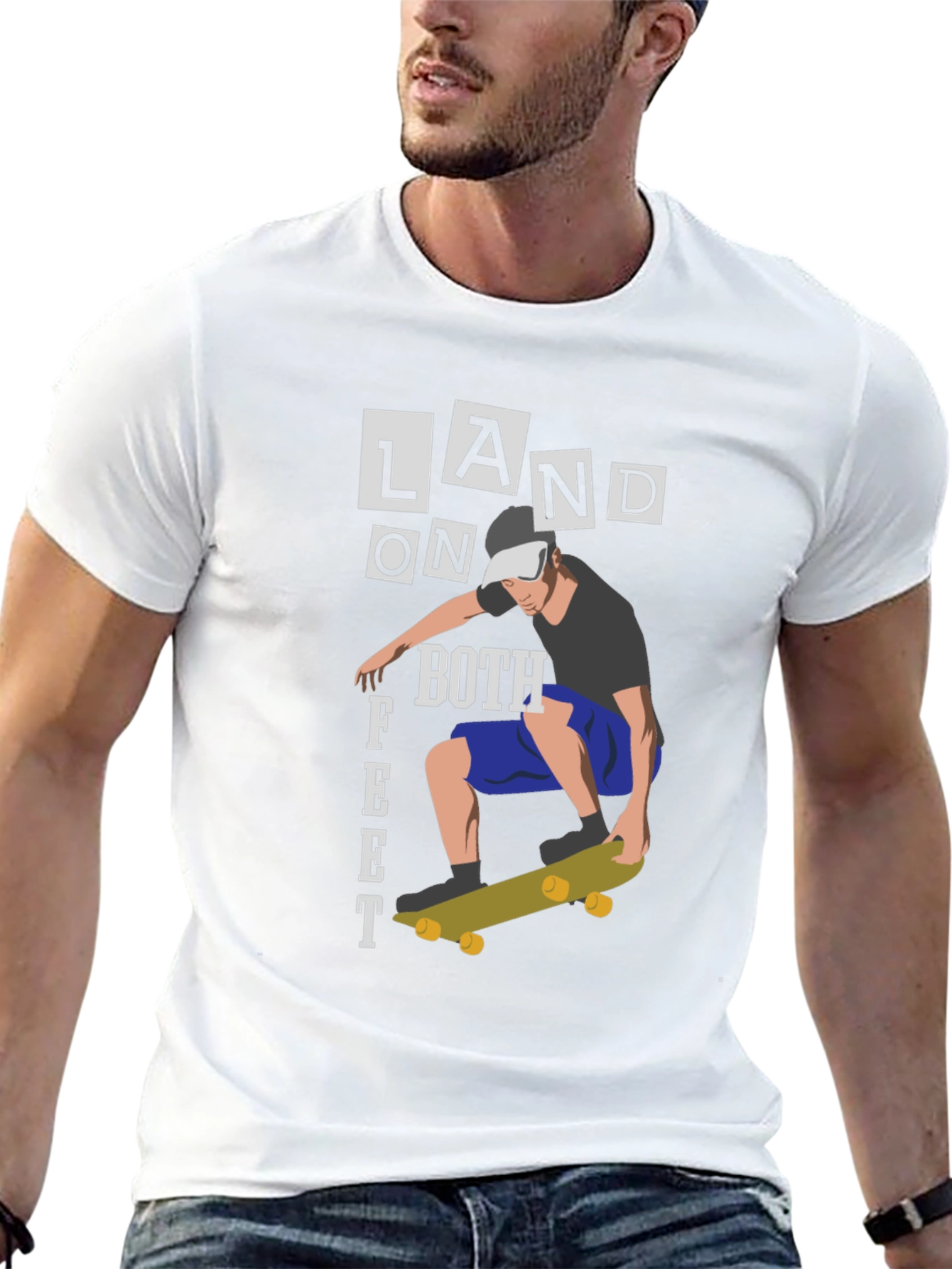 Land On Both Feet Skateboard T-Shirt
