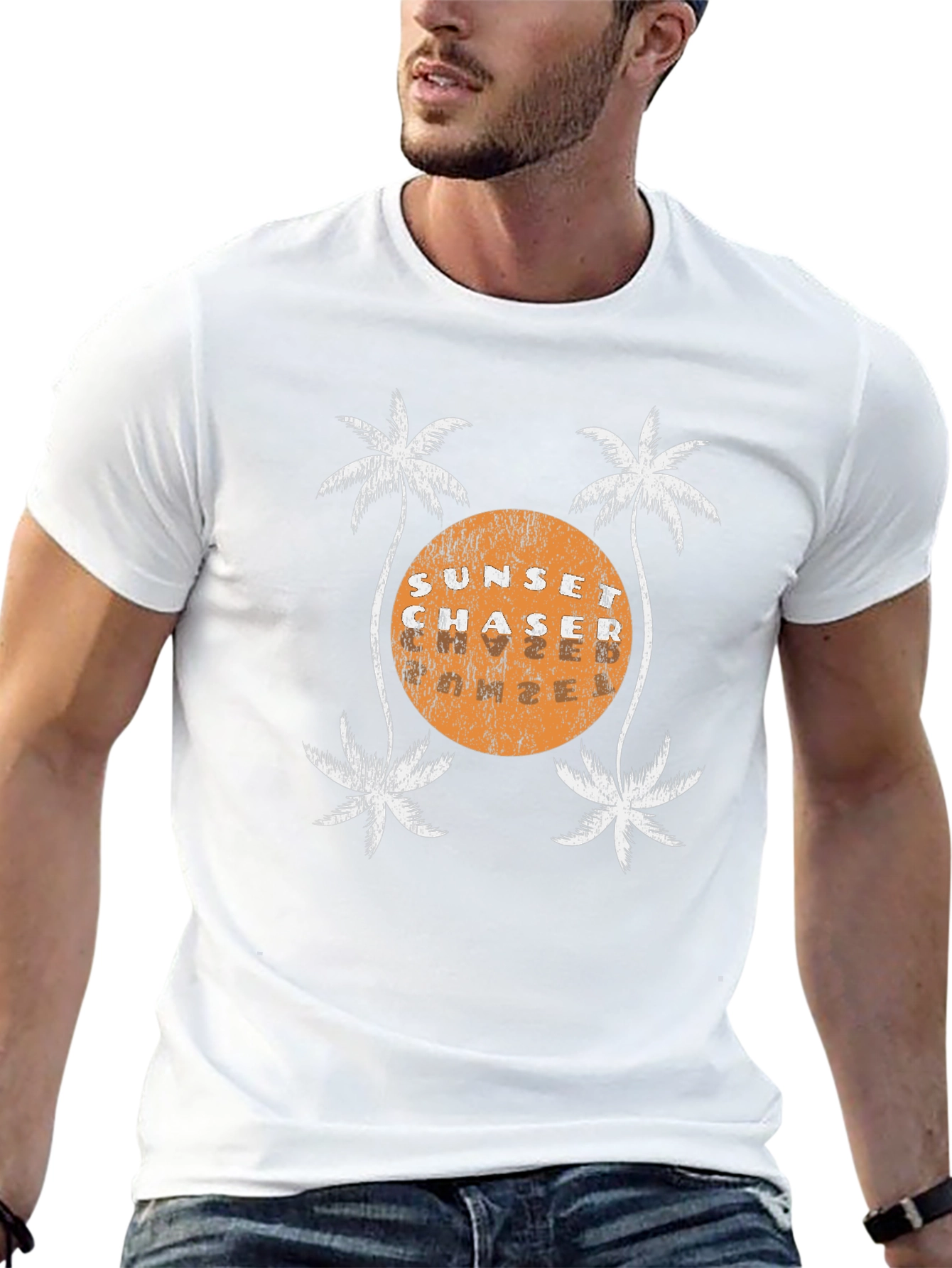 Sunset Chaser Graphic Tee - Tropical Palm Tree Design