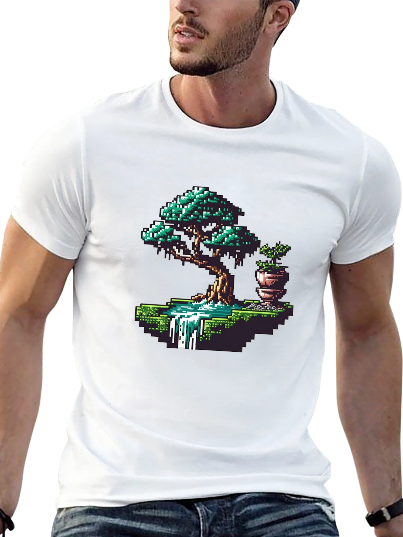 Pixel Art Bonsai Tree Graphic Tee