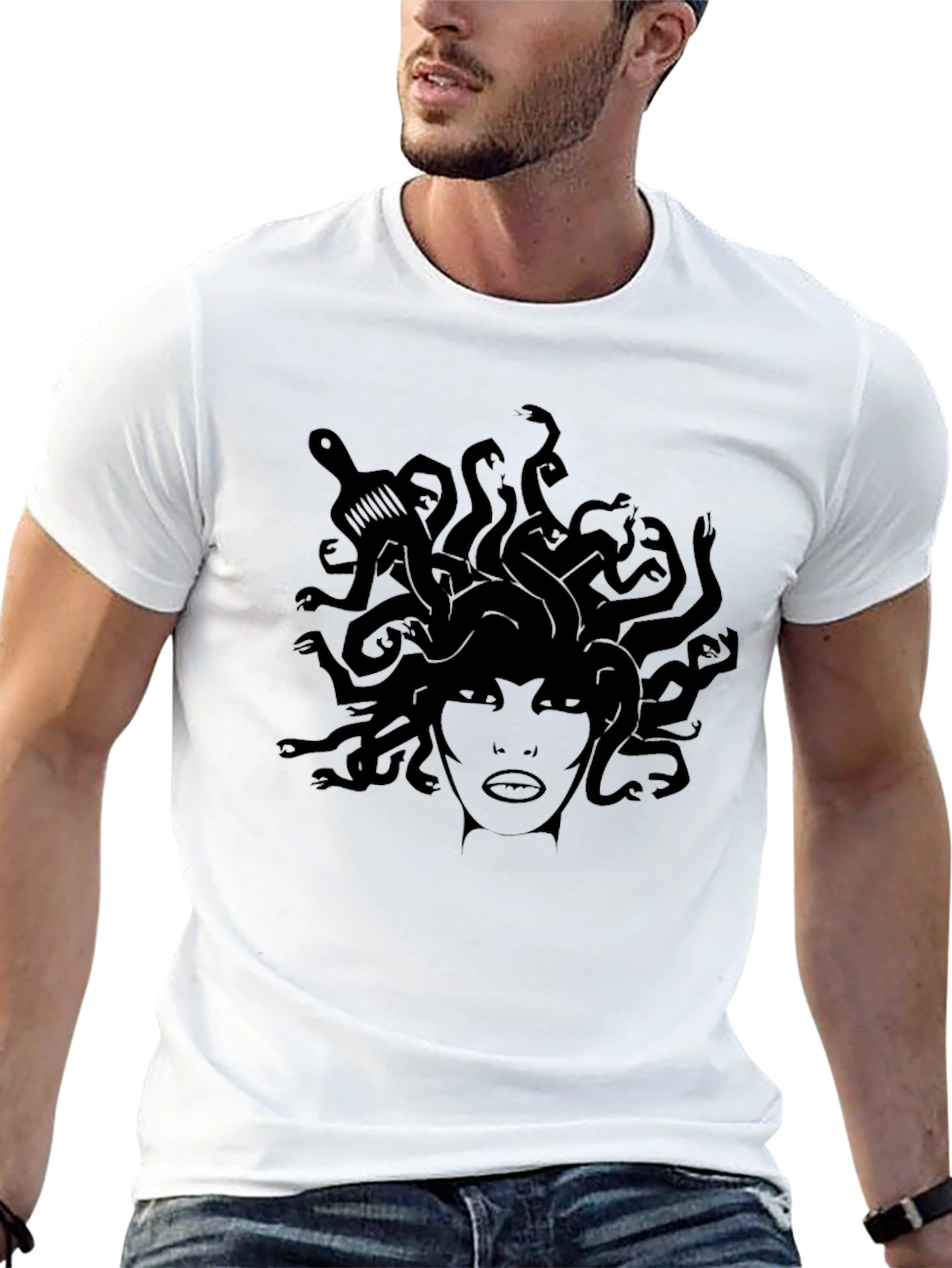 Medusa Graphic Print Black T-Shirt