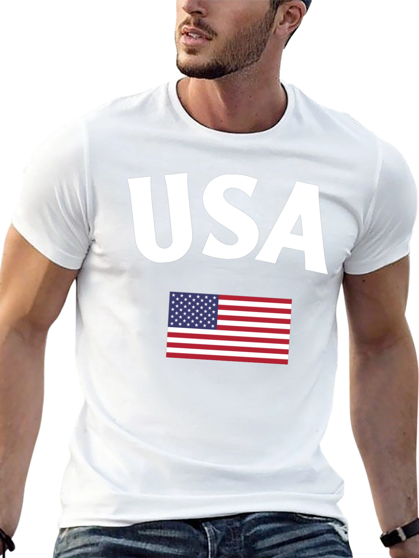 USA Flag Graphic Black T-Shirt