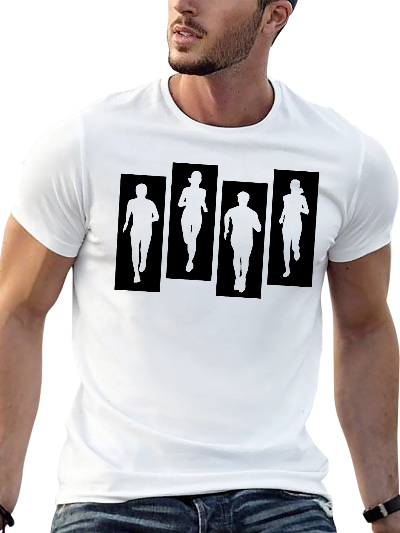 Running Silhouette Graphic Tee - Black Cotton Blend