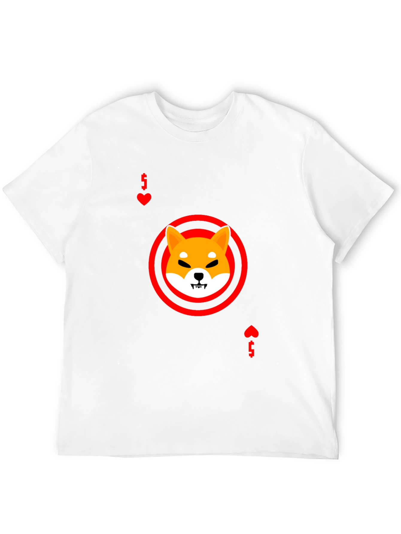 Shiba Inu Ace of Hearts Graphic Black T-Shirt