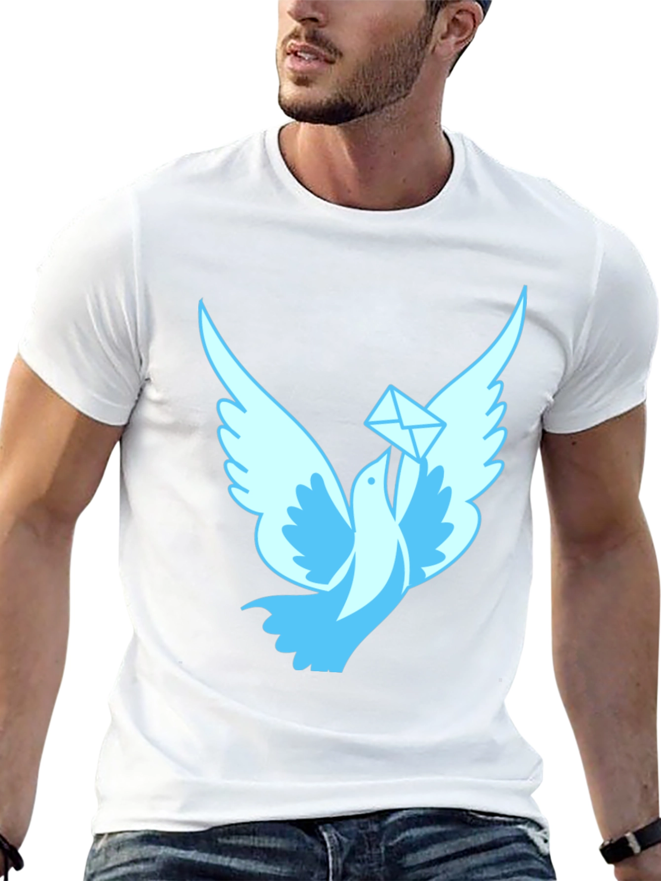 Dove With Letter Graphic T-Shirt