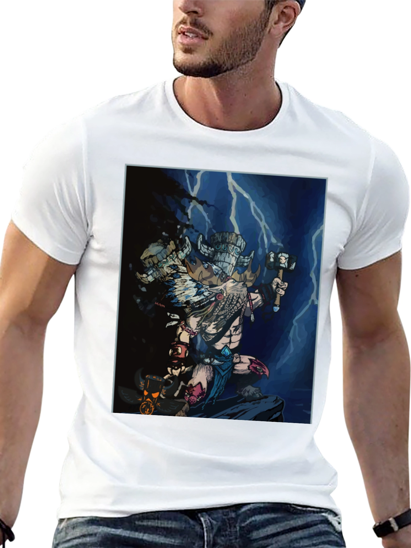 Epic Graphic Print Tee - Mythical Warrior Design